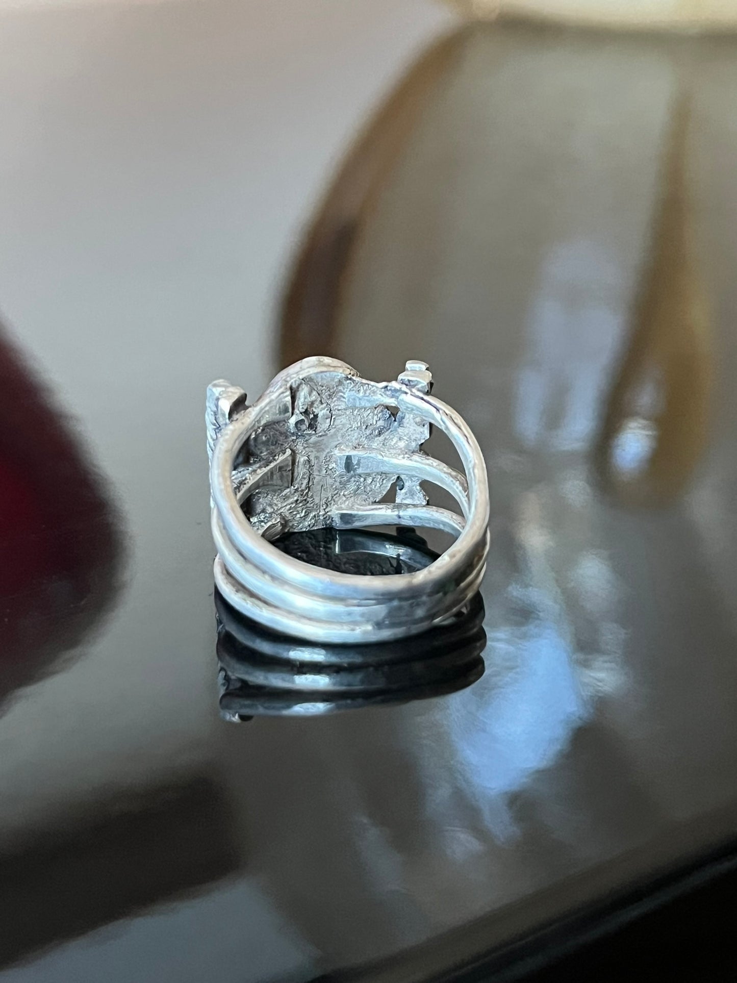 Early Navajo Ring with Hand-Drawn Ingot Silver Wire