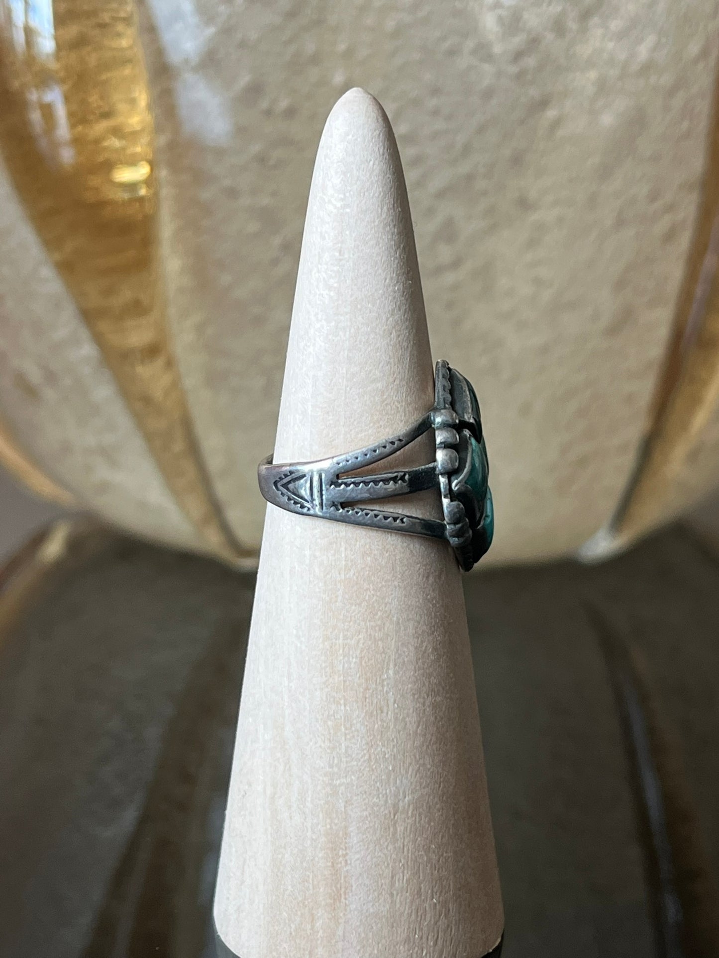 Early Navajo Ring with Four Square Turquoise