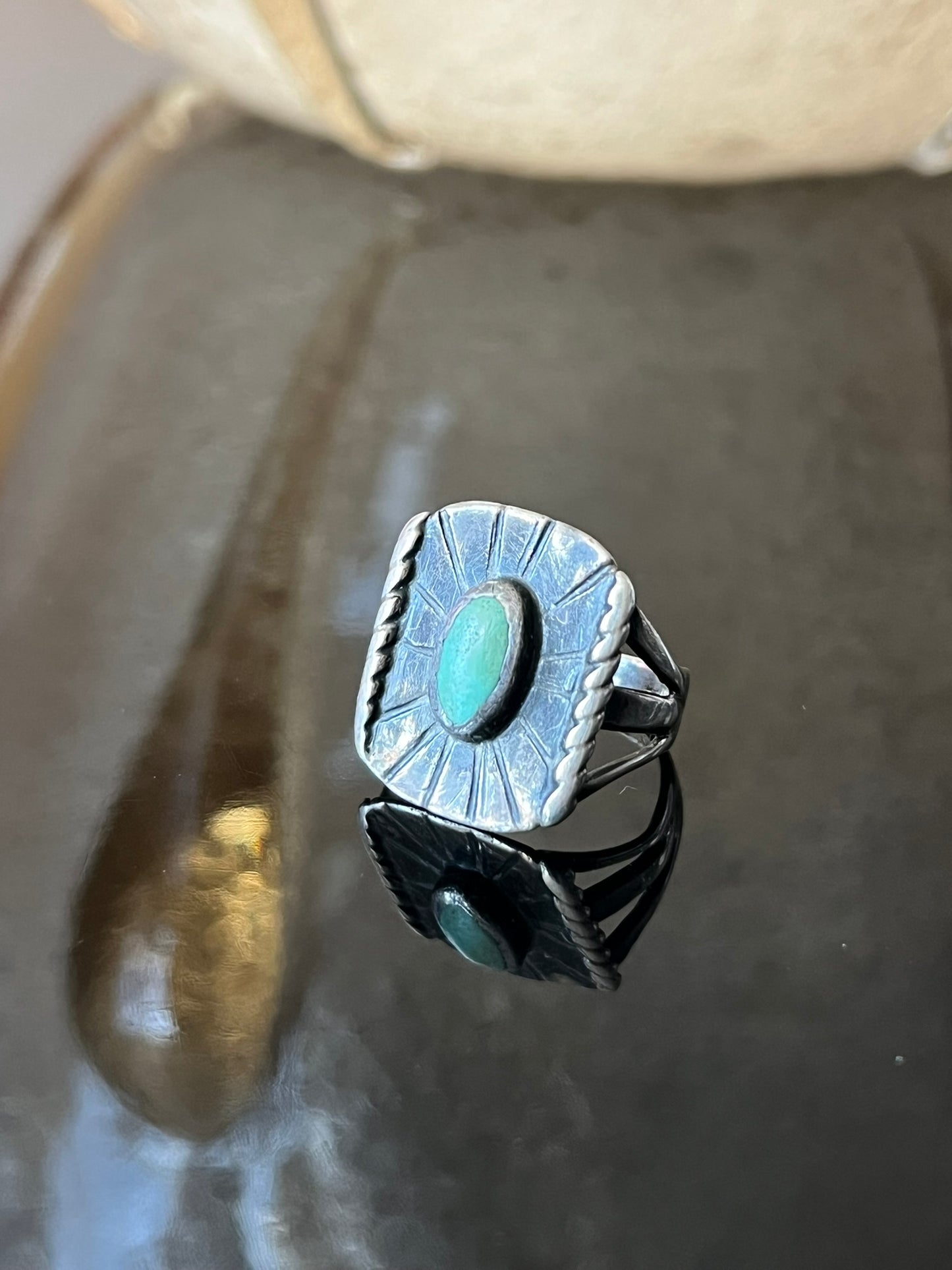 Early Navajo Ring with Small Turquoise