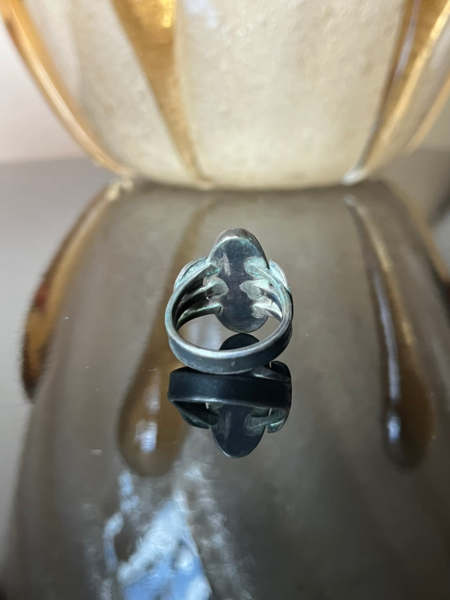 Early Navajo Ring with Stamped Crescents