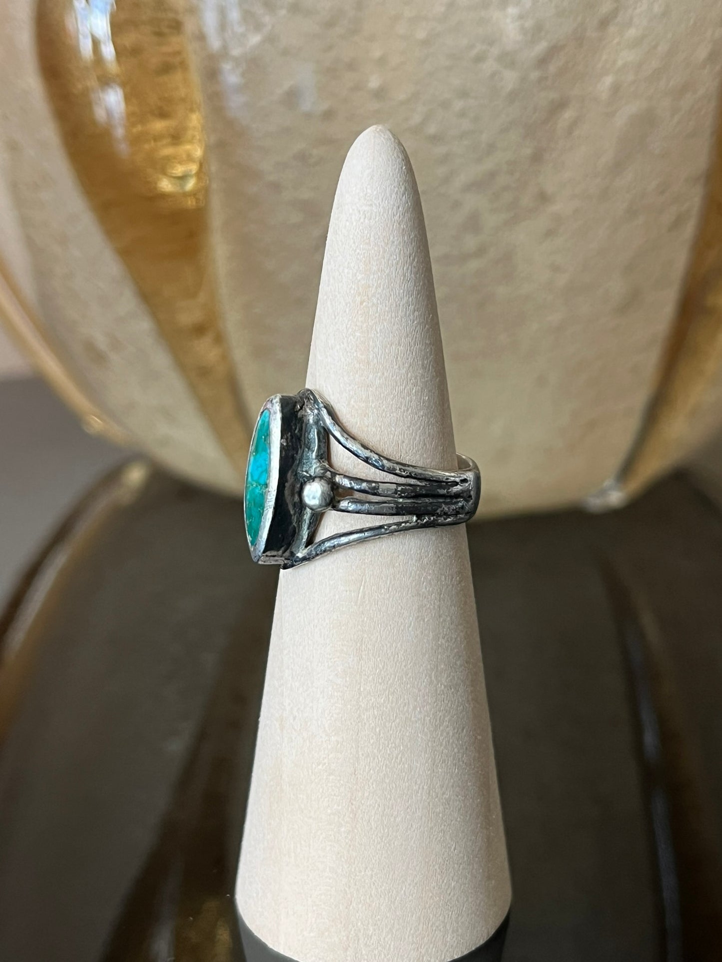 Early Navajo Ring with Marquise Turquoise