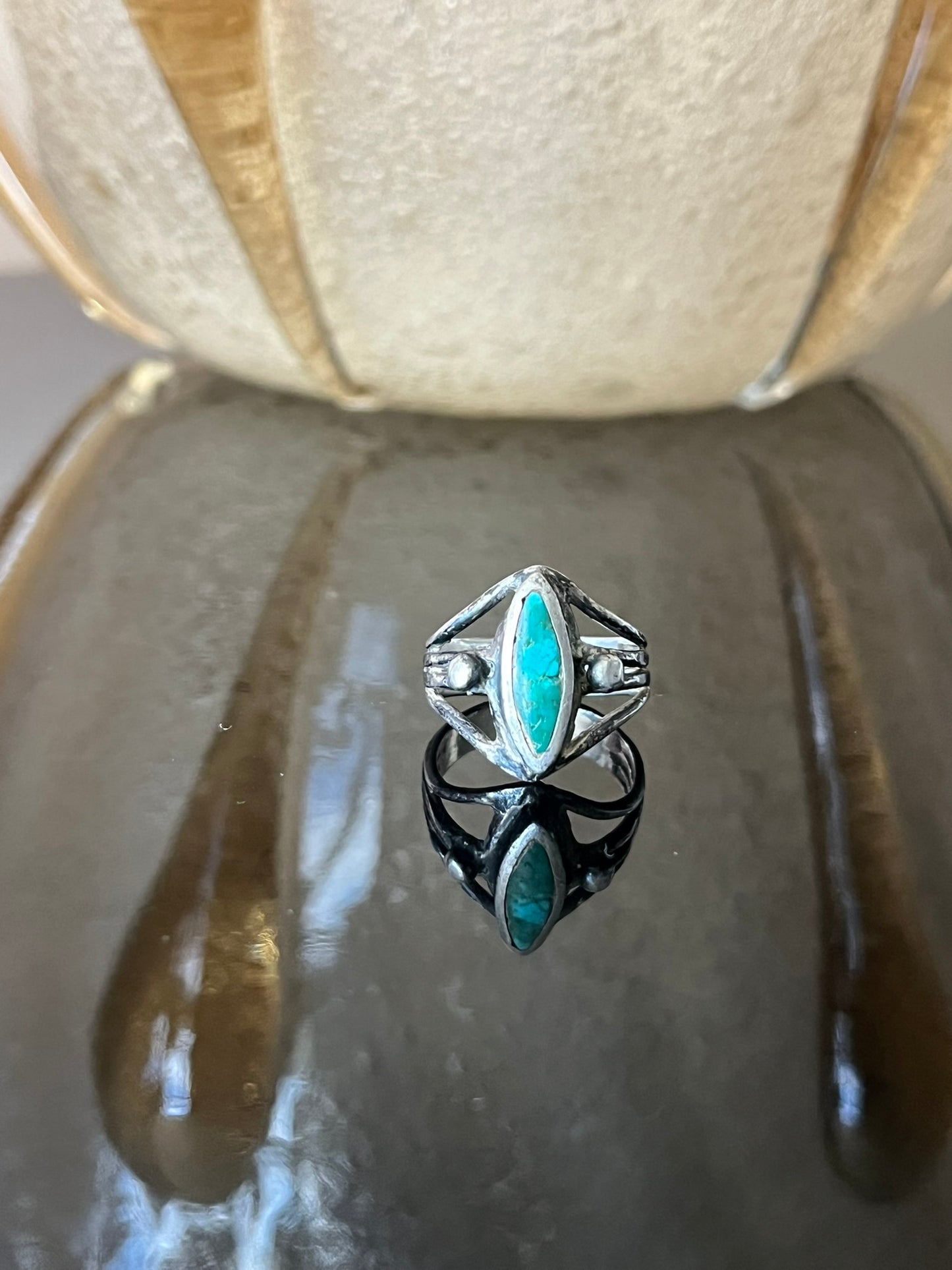 Early Navajo Ring with Marquise Turquoise