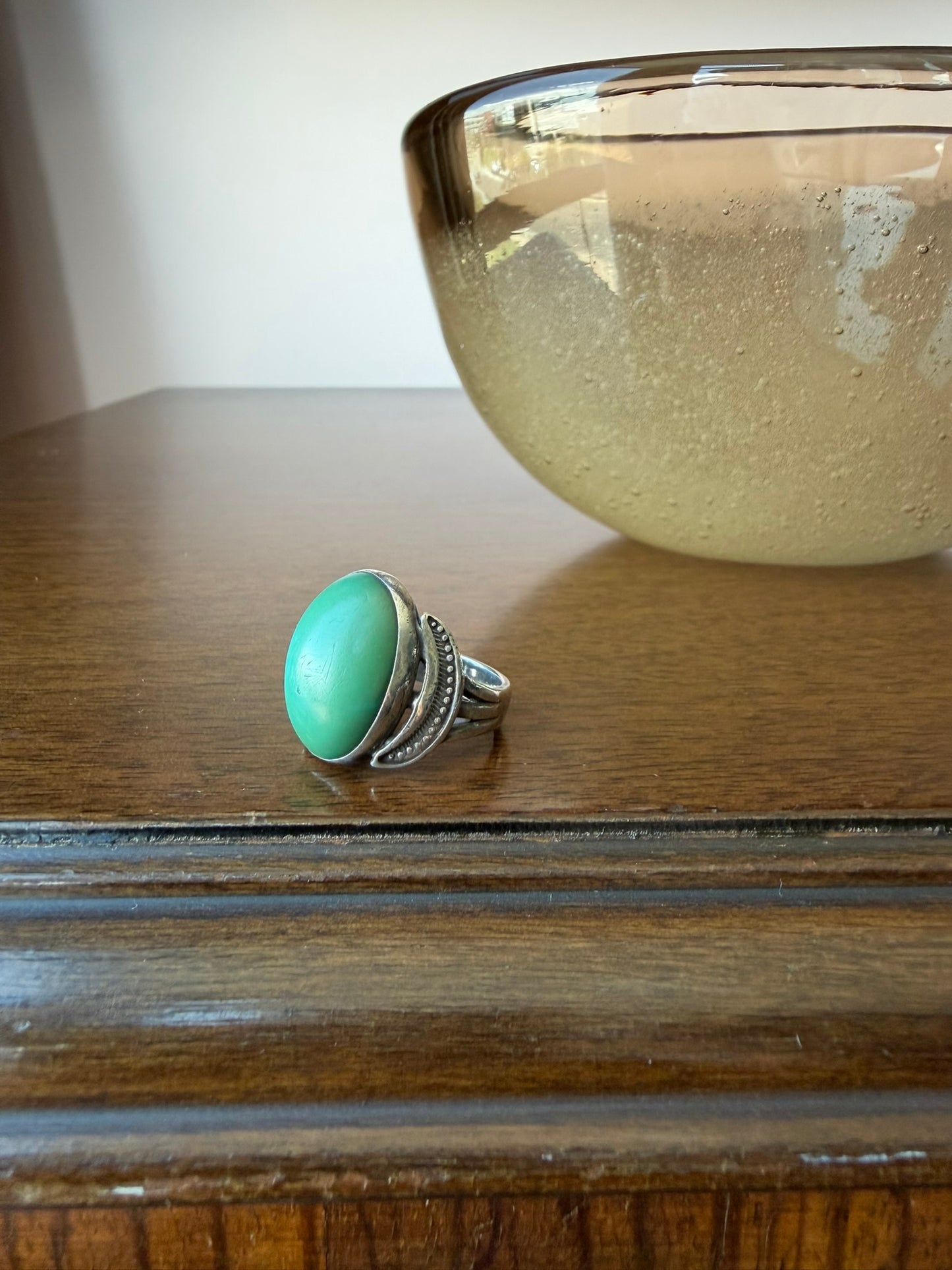 Early Navajo Ring with Large Cerrillos Turquoise
