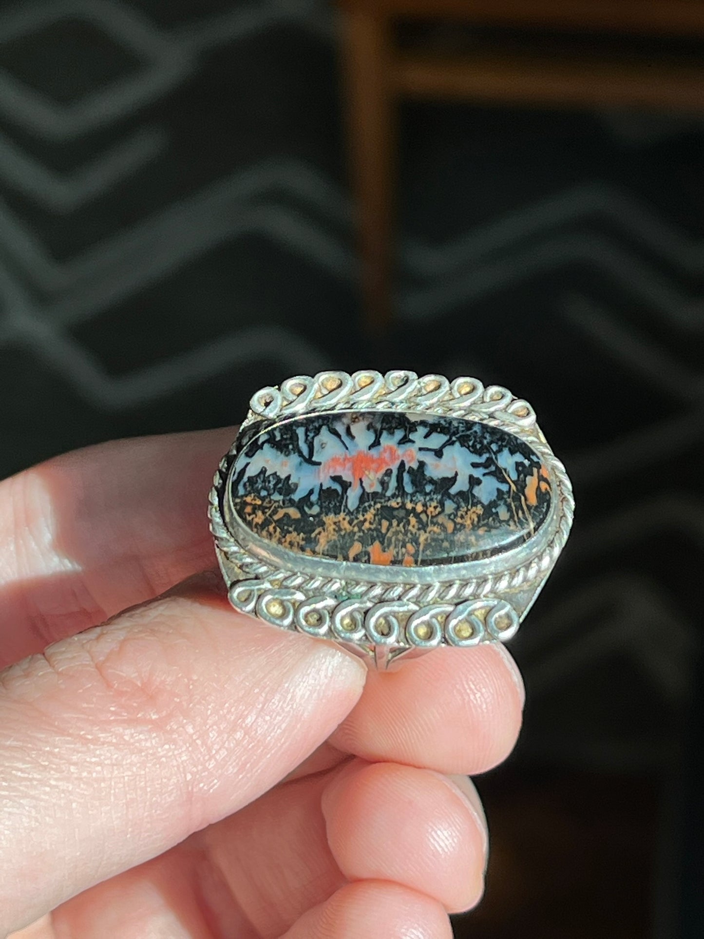 Early Navajo Fossilized Dinosaur Bone Ring