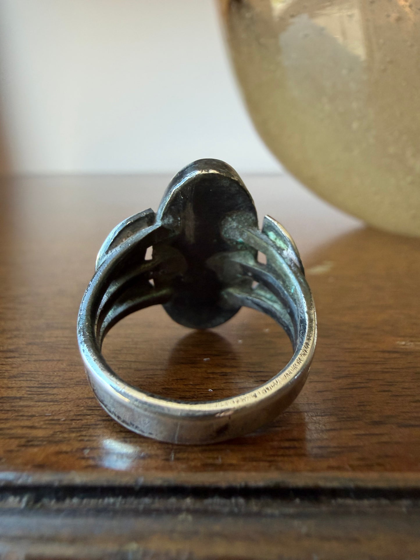 Early Navajo Ring with Stamped Crescents