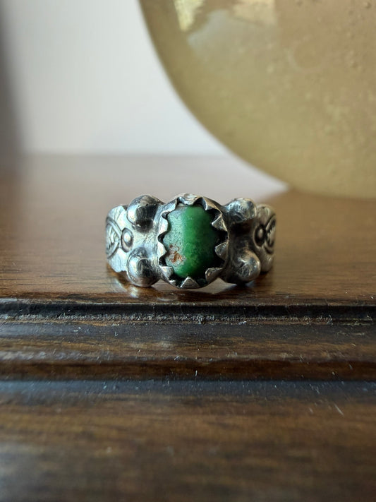Very Early Navajo Silver Ring with Repoussé
