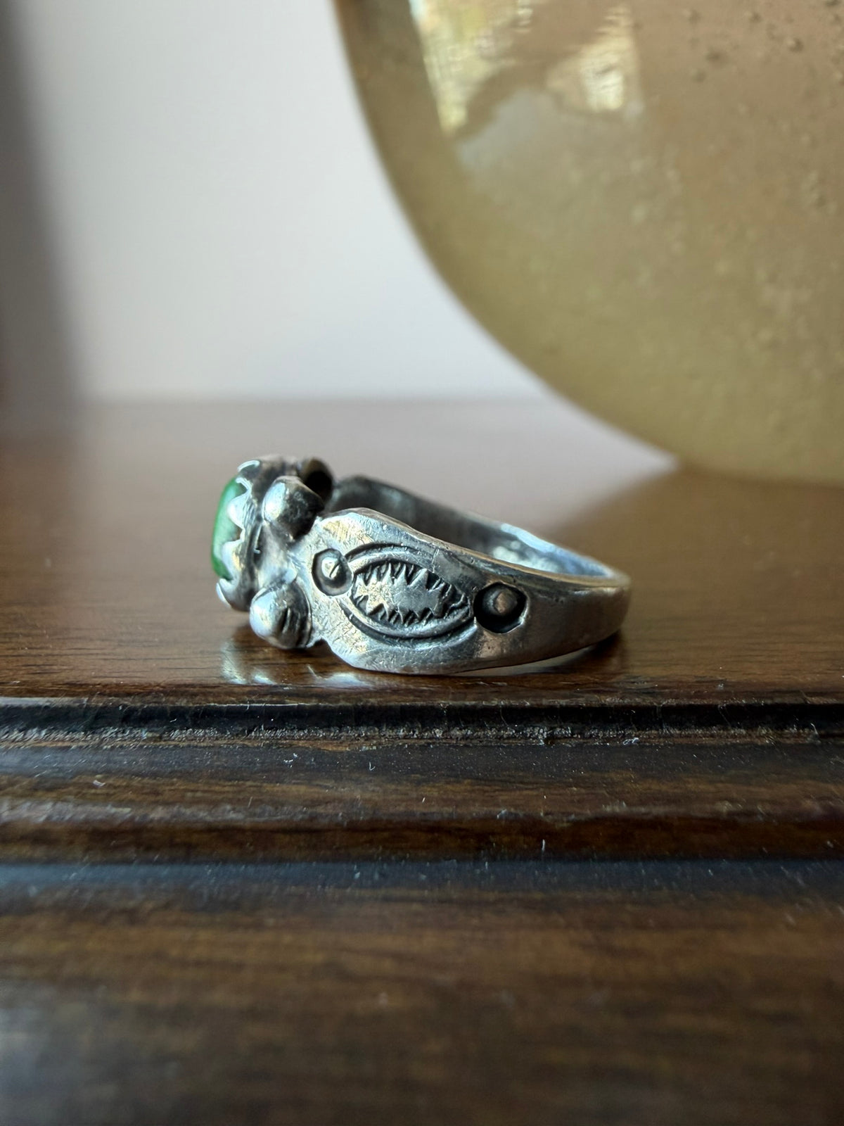 Very Early Navajo Silver Ring with Repoussé