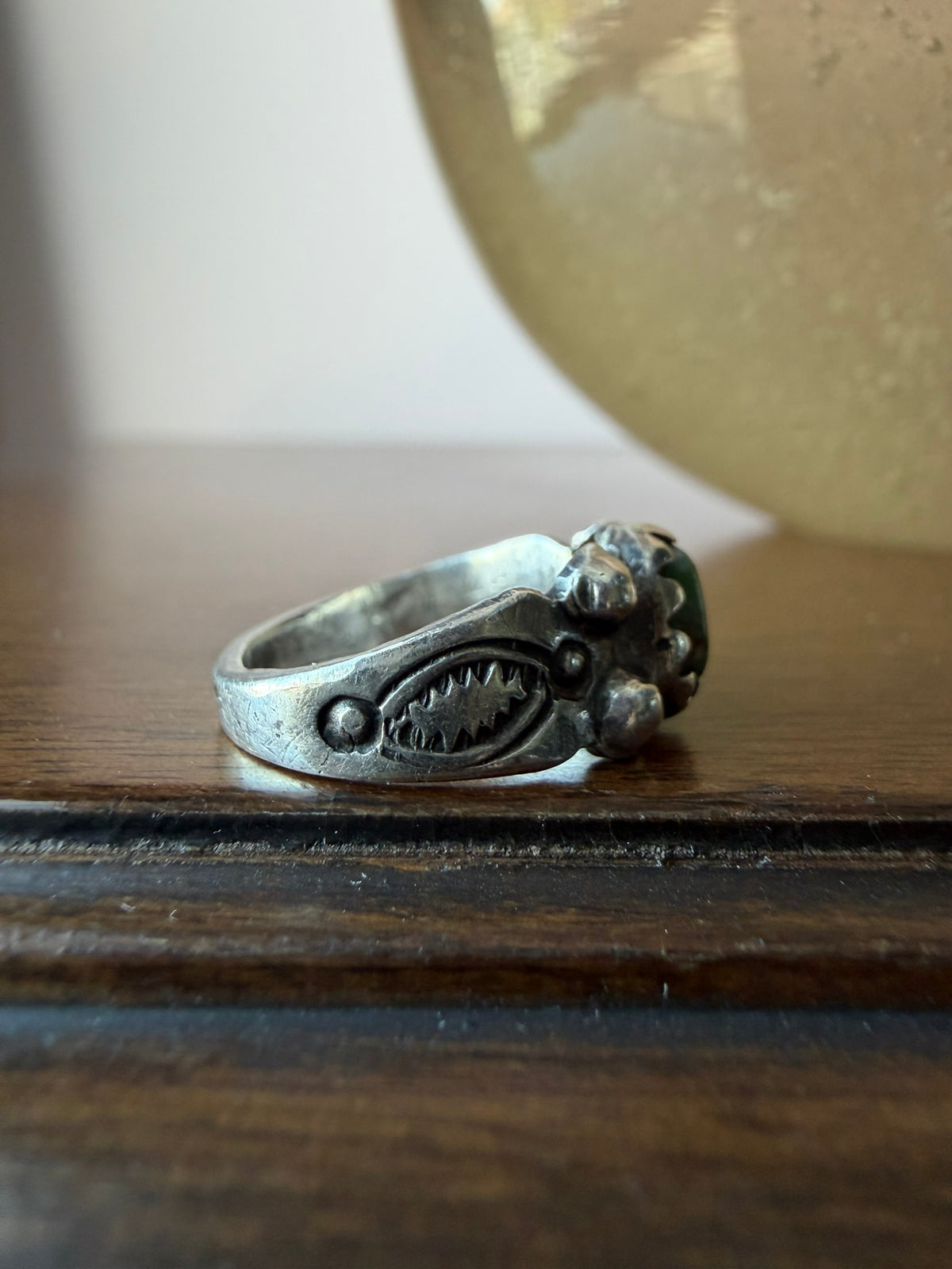 Very Early Navajo Silver Ring with Repoussé