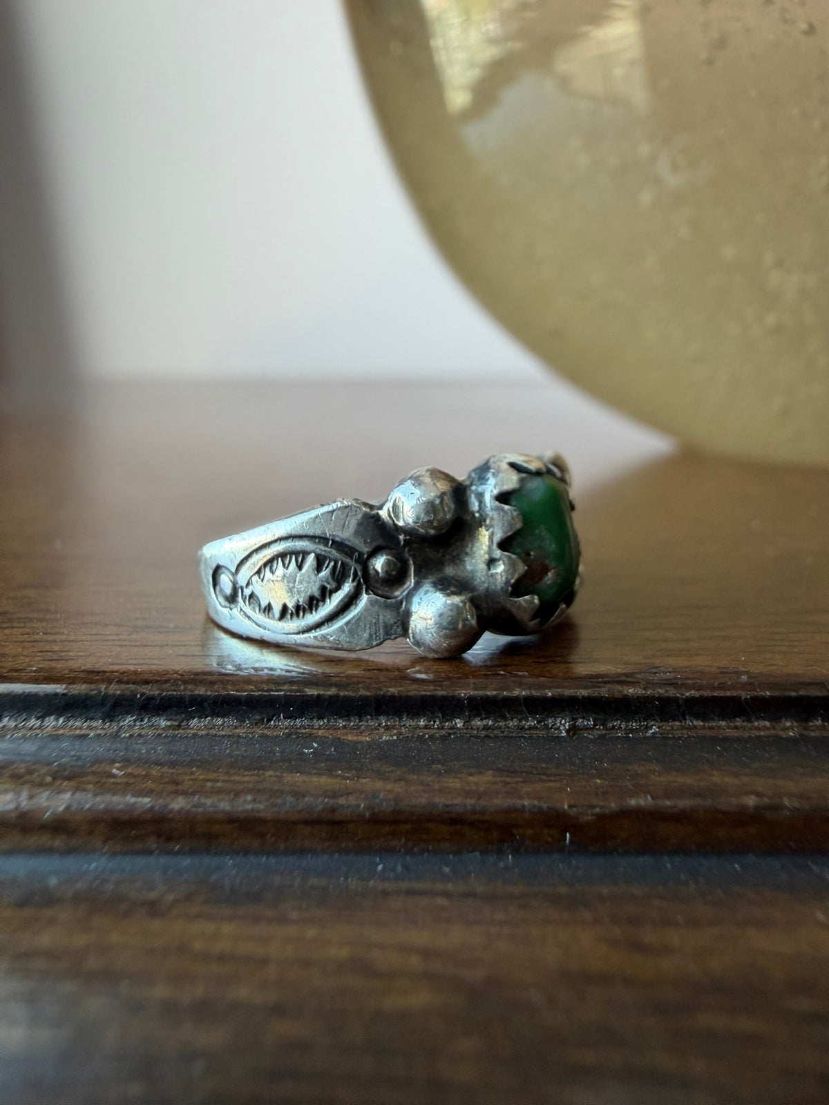 Very Early Navajo Silver Ring with Repoussé