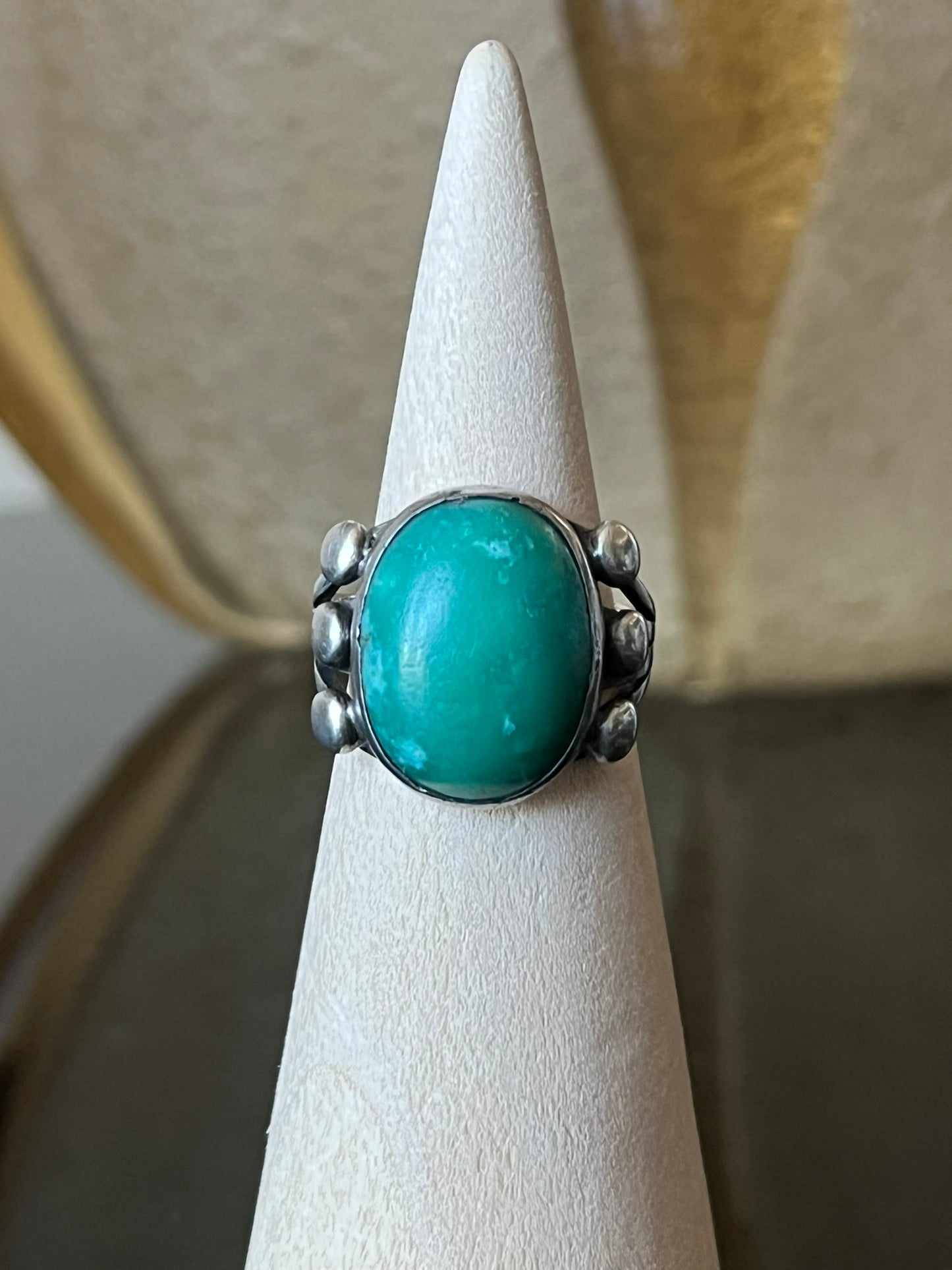 Early Navajo Ring with High Dome Turquoise