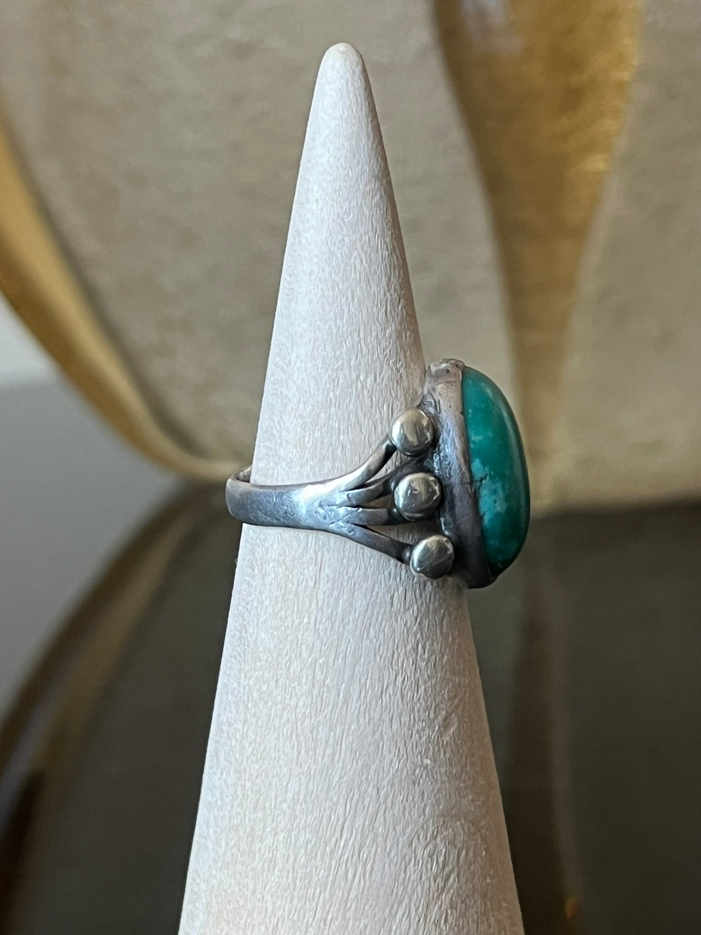 Early Navajo Ring with High Dome Turquoise