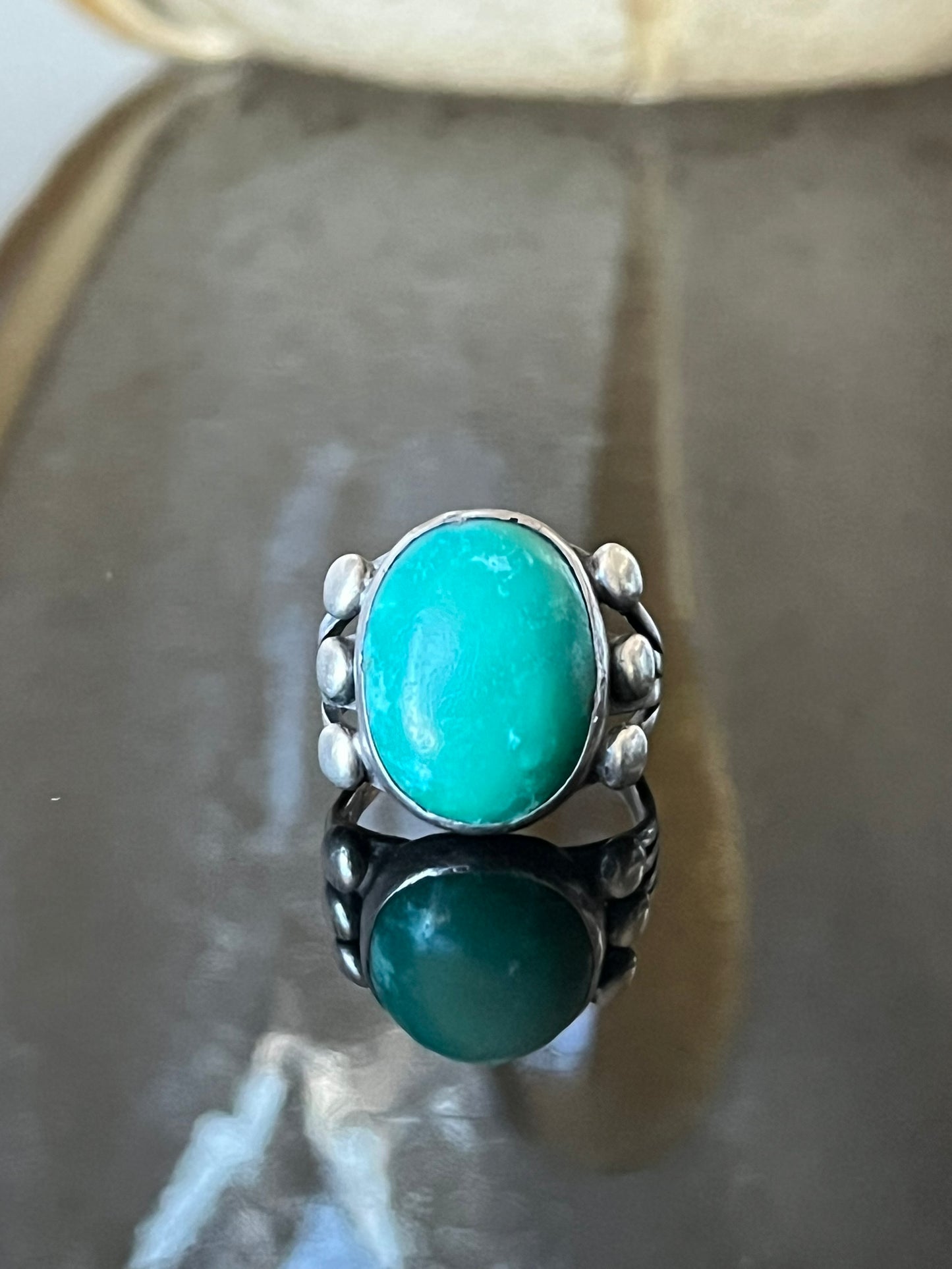 Early Navajo Ring with High Dome Turquoise