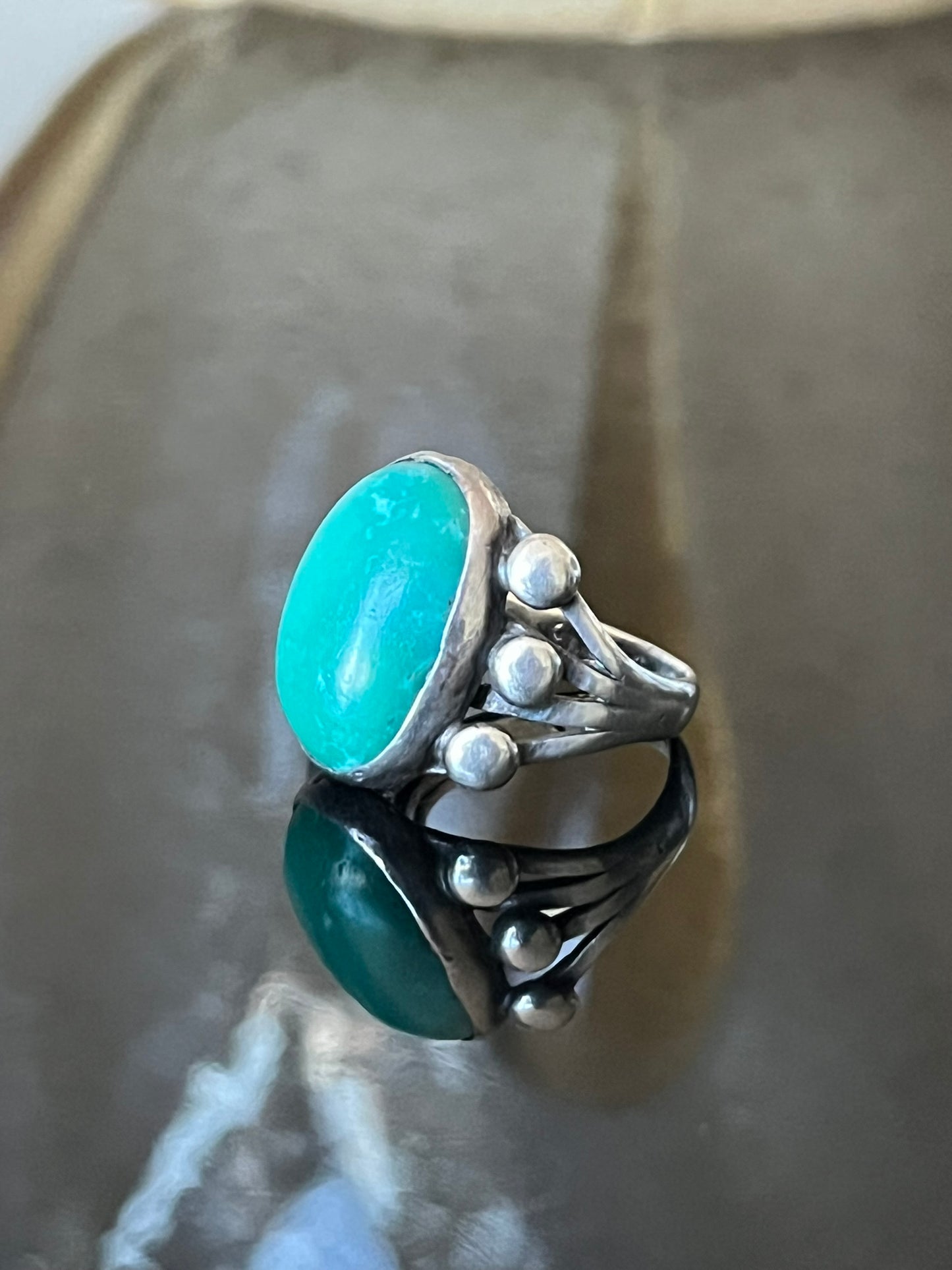 Early Navajo Ring with High Dome Turquoise