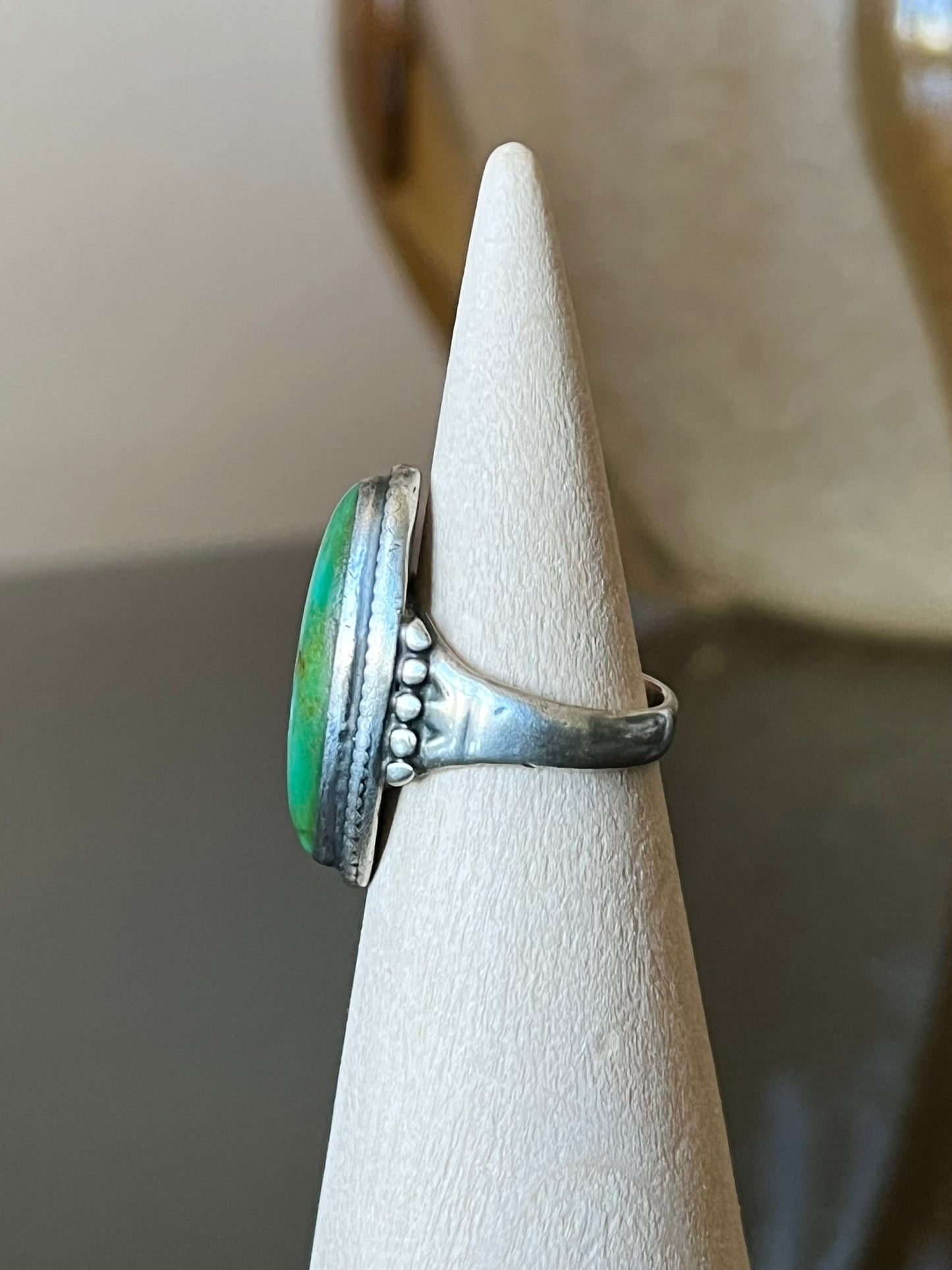 Navajo Ring with Large Elongated Oval Turquoise