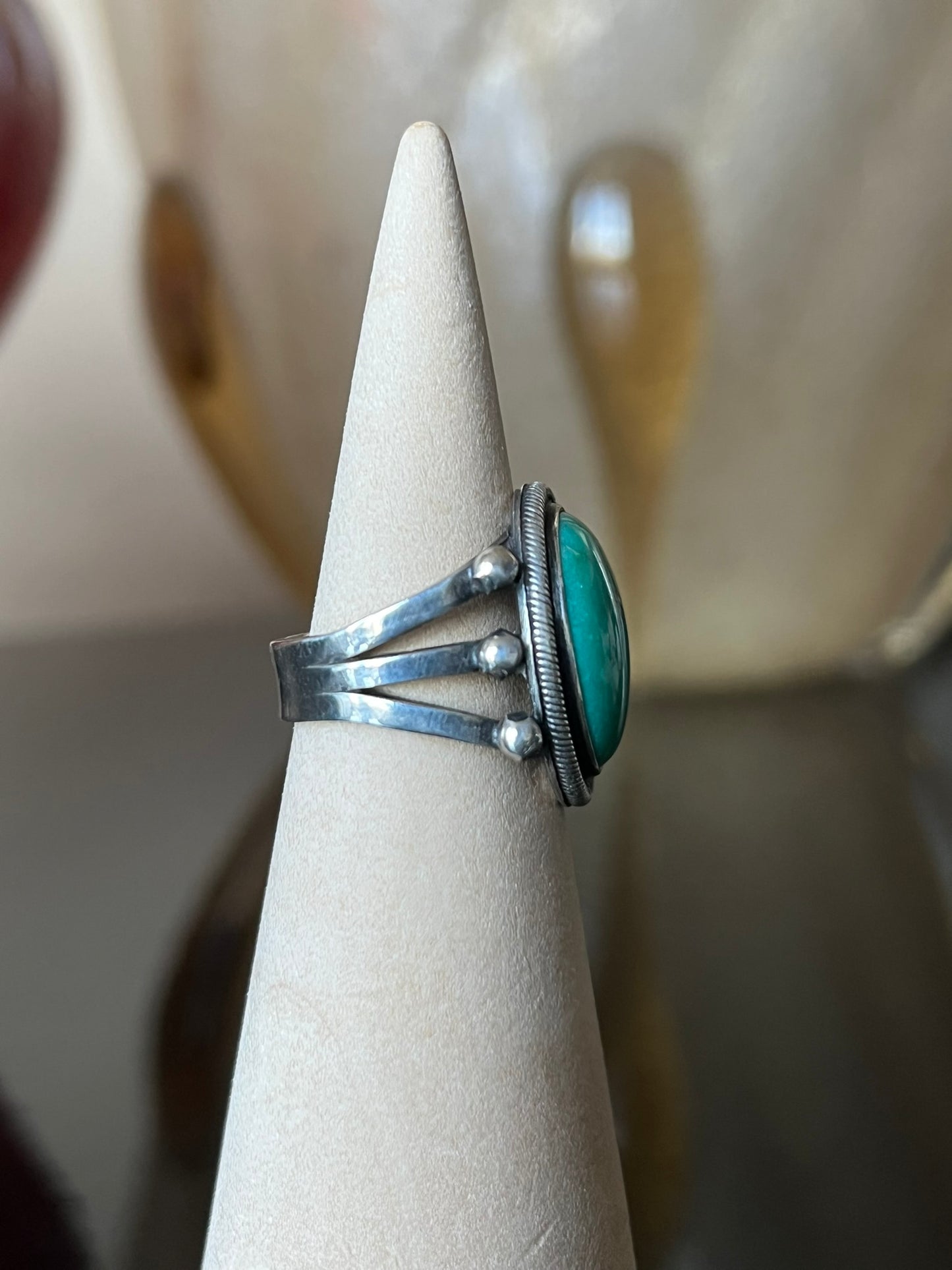 Early Navajo Ring with Light Green Turquoise