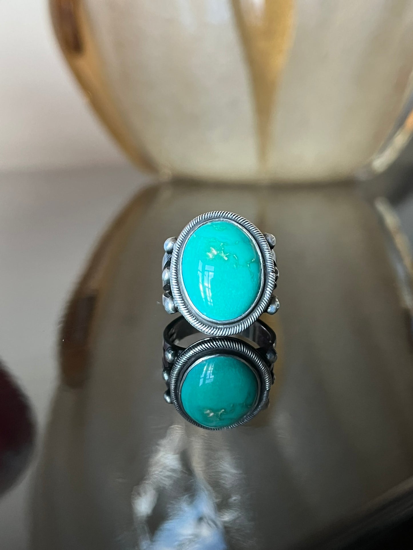 Early Navajo Ring with Light Green Turquoise