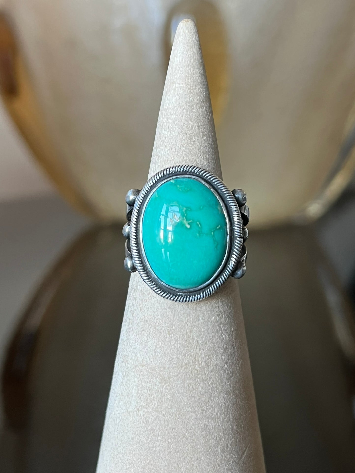 Early Navajo Ring with Light Green Turquoise