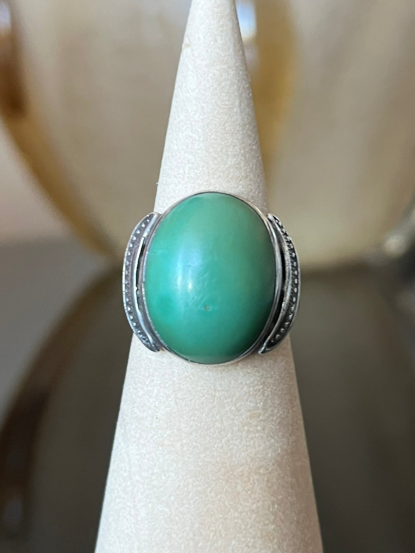 Early Navajo Ring with Large Cerrillos Turquoise