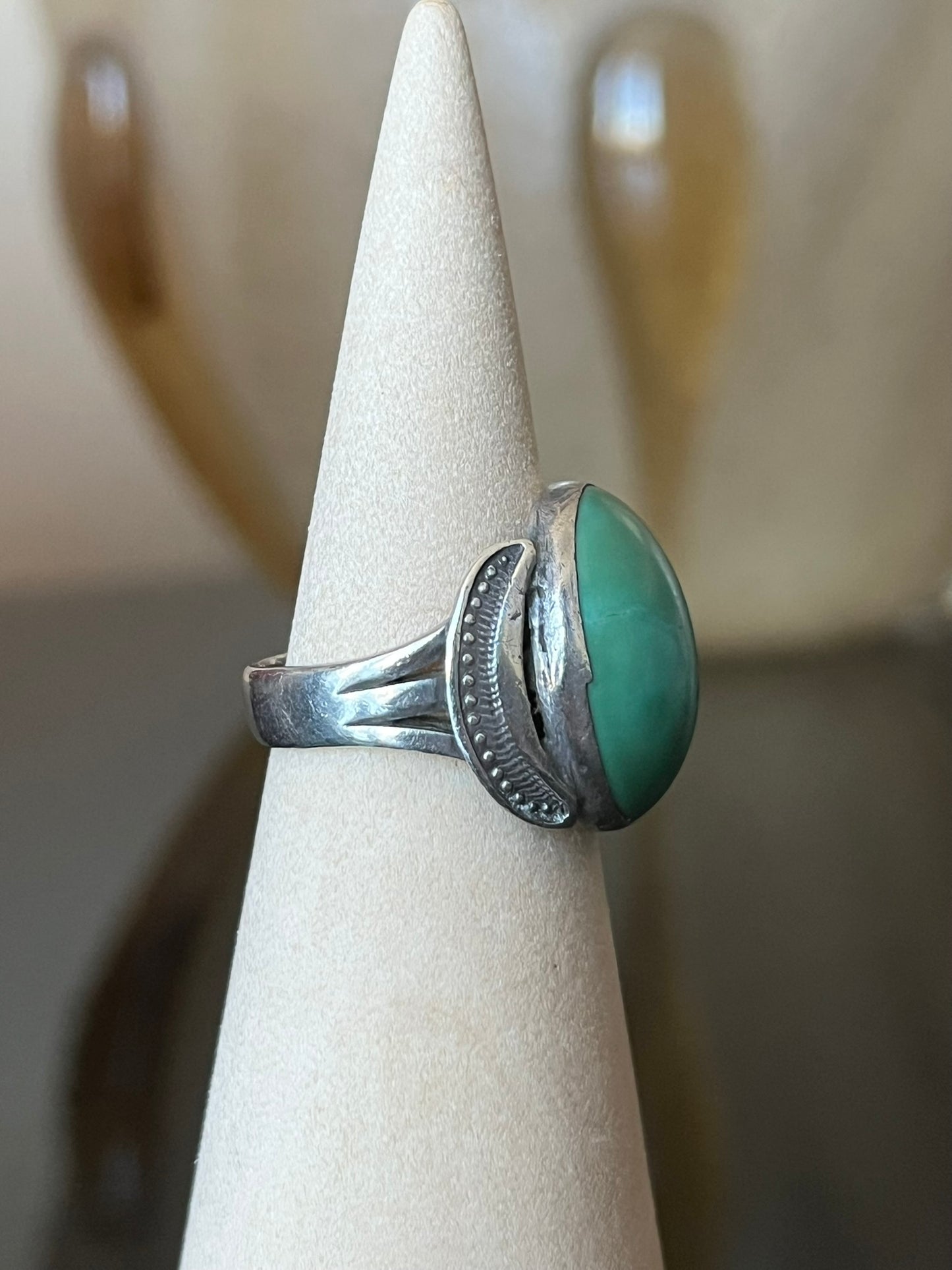 Early Navajo Ring with Large Cerrillos Turquoise