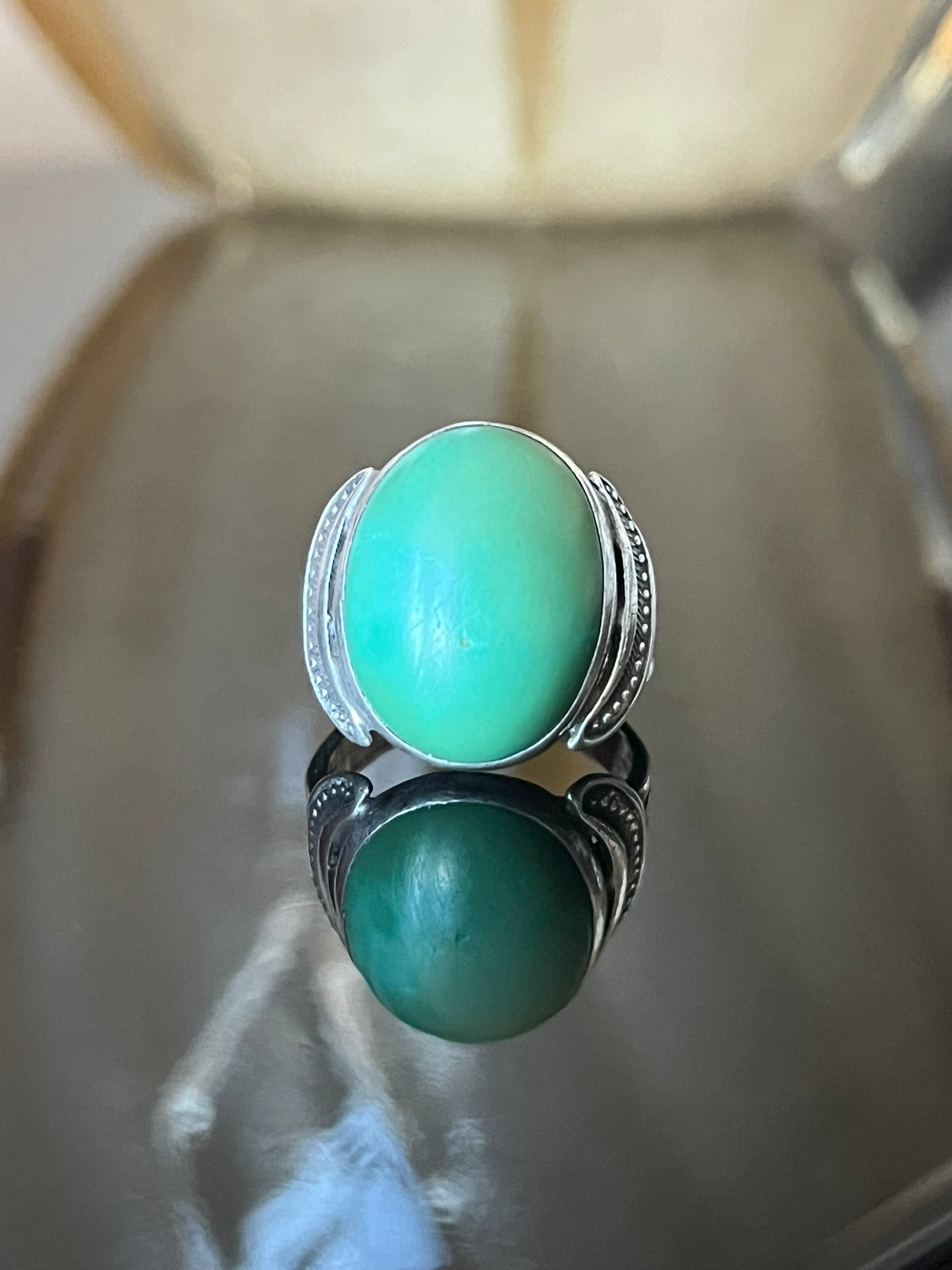 Early Navajo Ring with Large Cerrillos Turquoise
