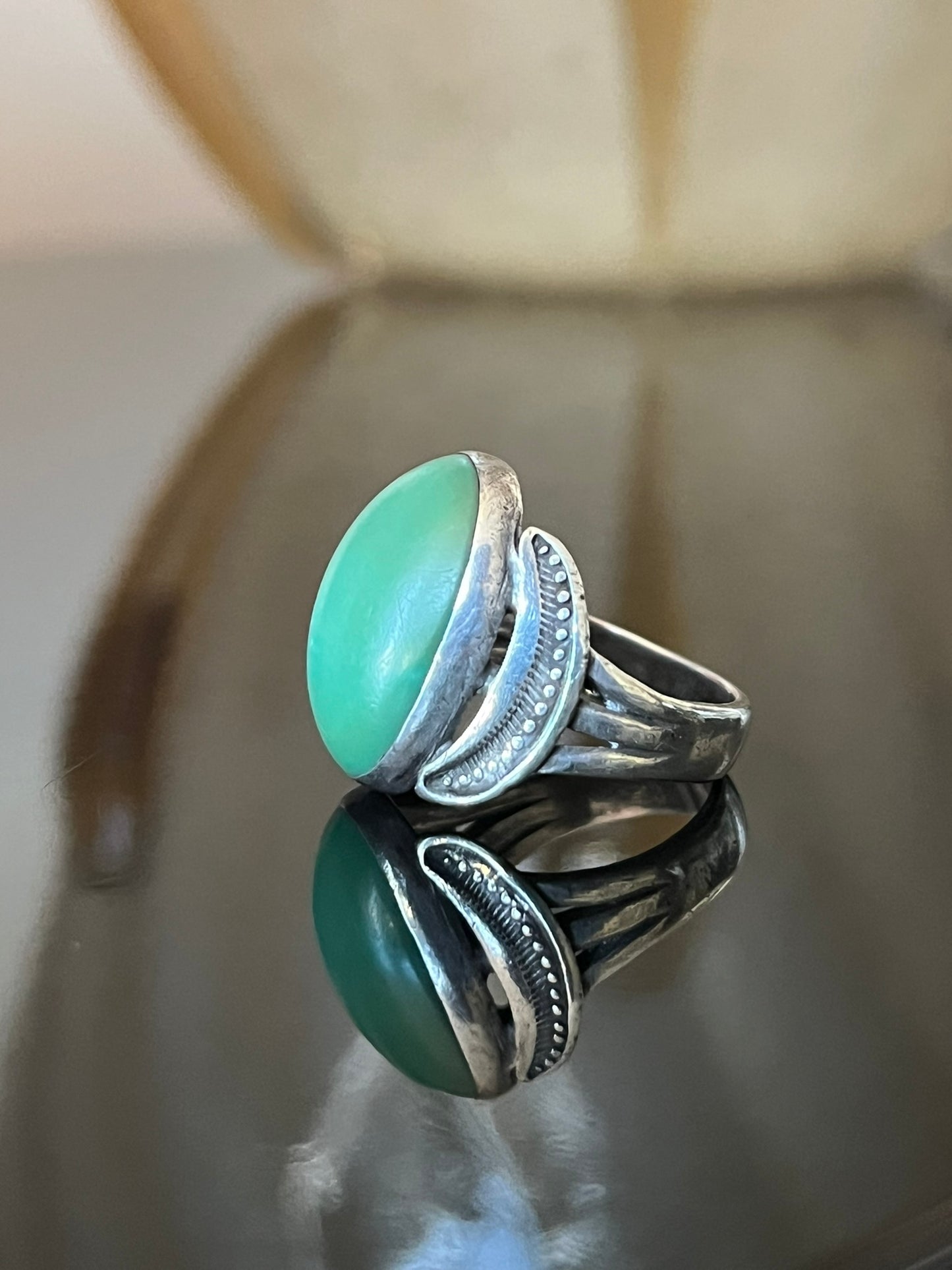 Early Navajo Ring with Large Cerrillos Turquoise