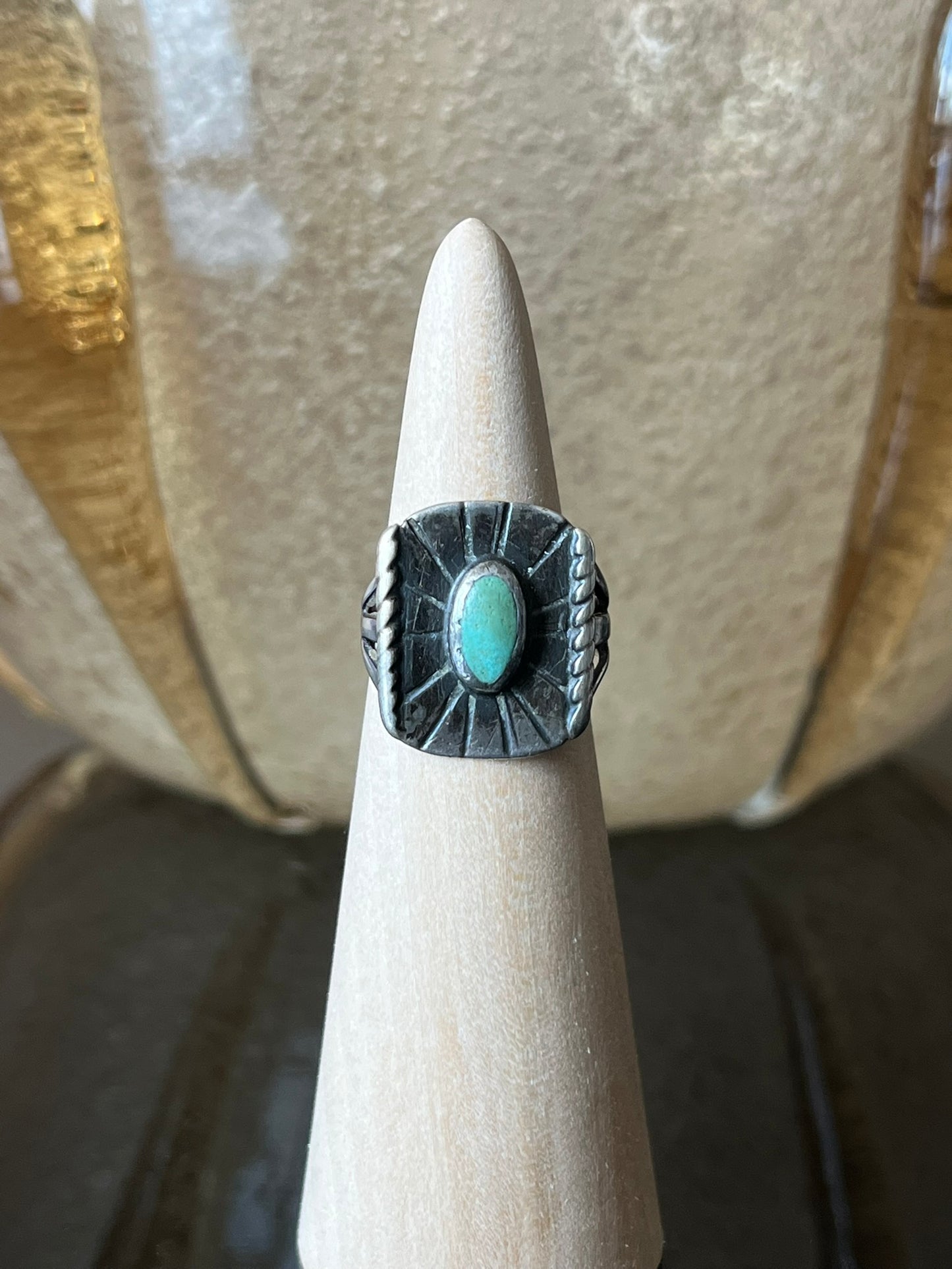 Early Navajo Ring with Small Turquoise