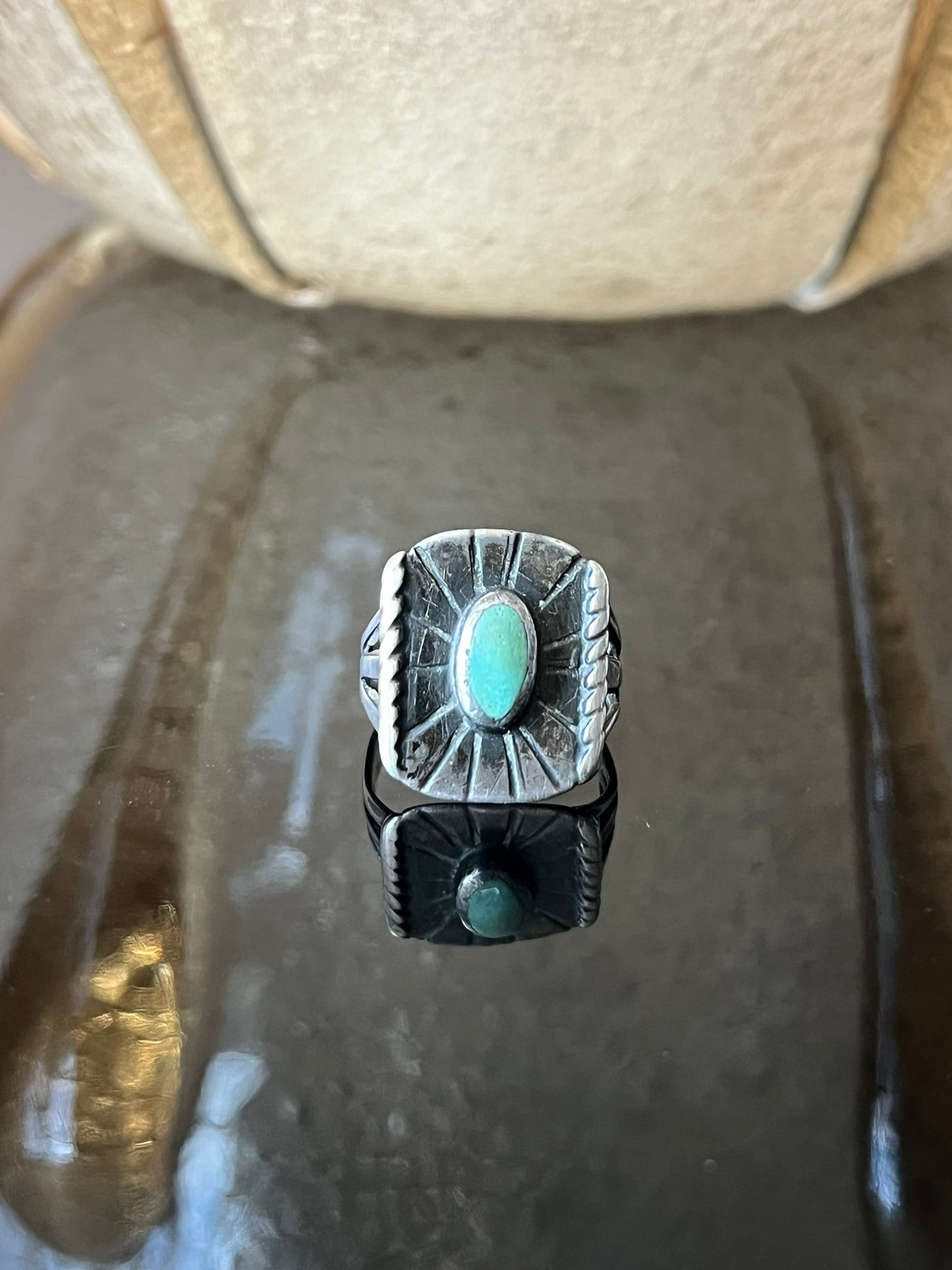 Early Navajo Ring with Small Turquoise