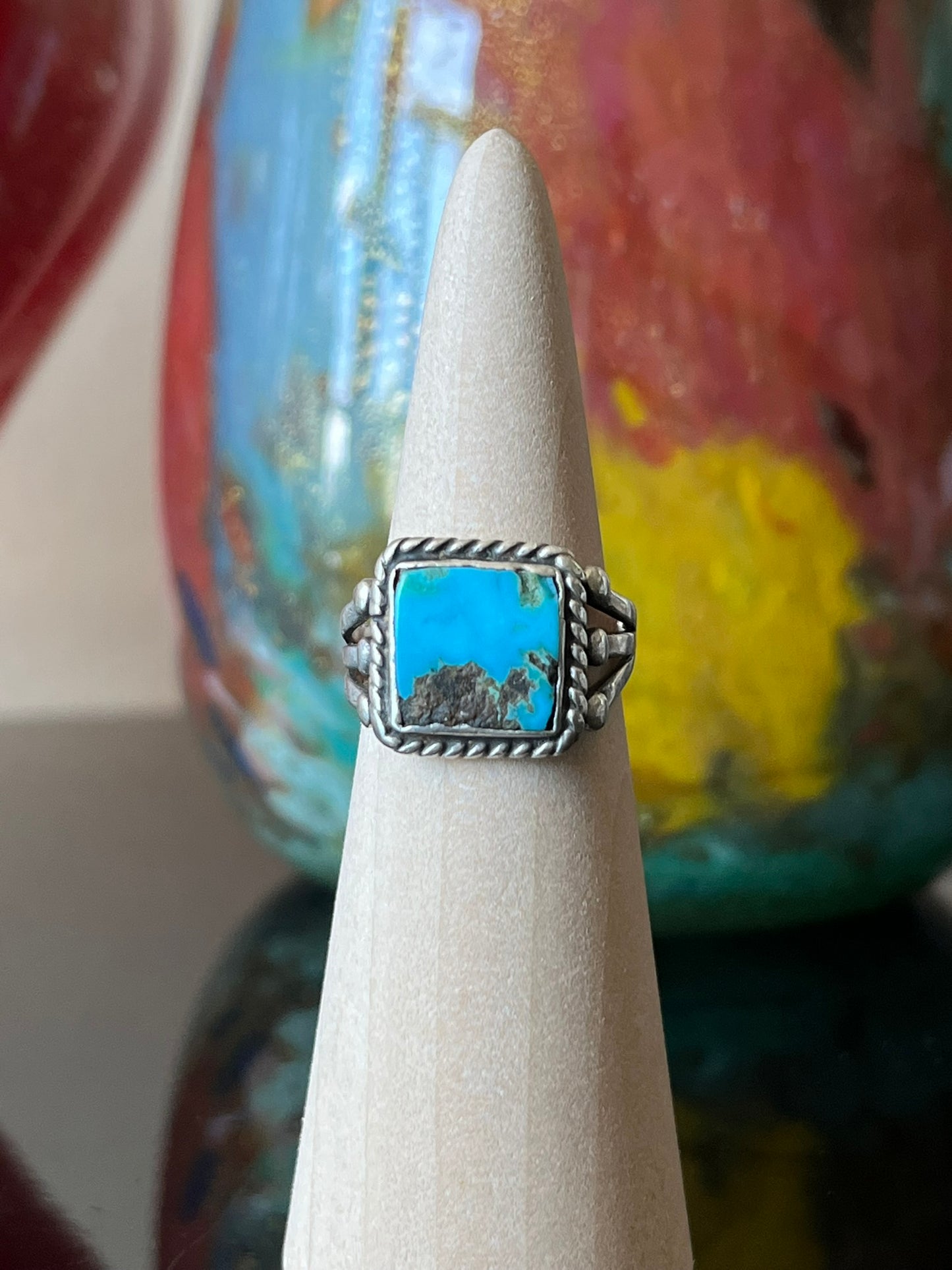 Early Navajo Ring with Square Turquoise