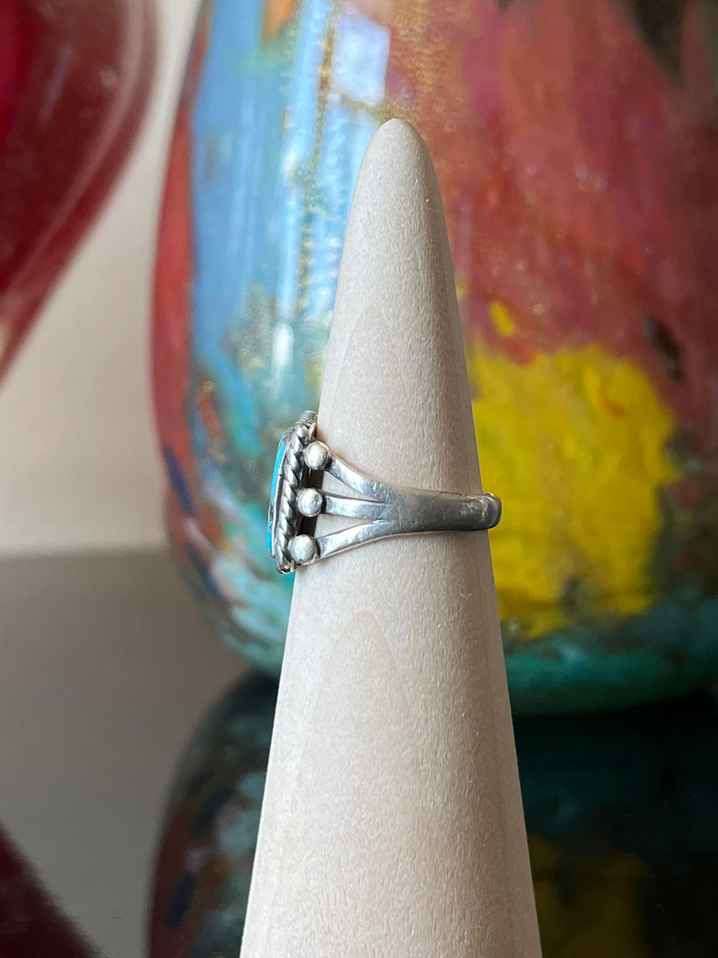 Early Navajo Ring with Square Turquoise