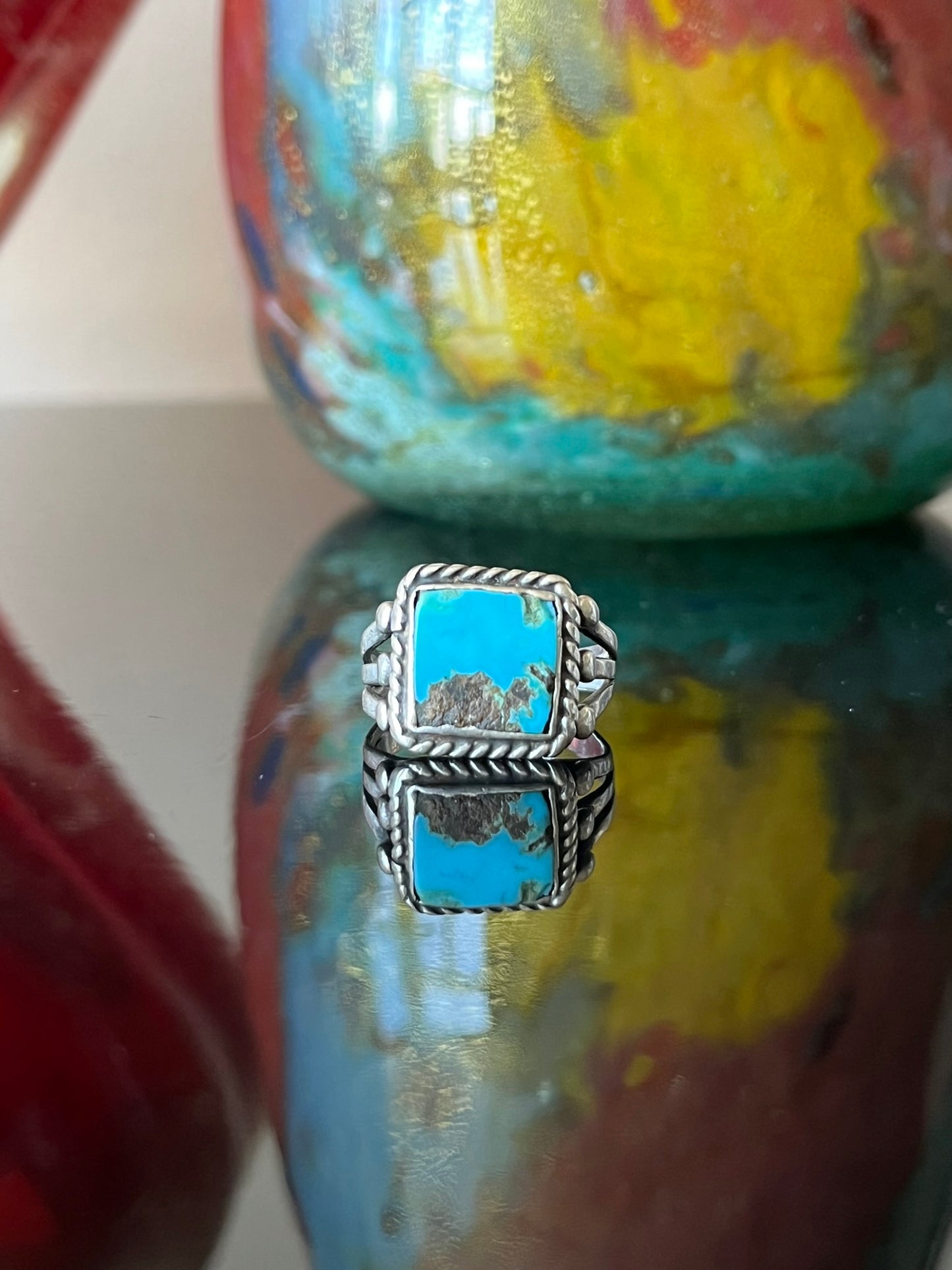 Early Navajo Ring with Square Turquoise