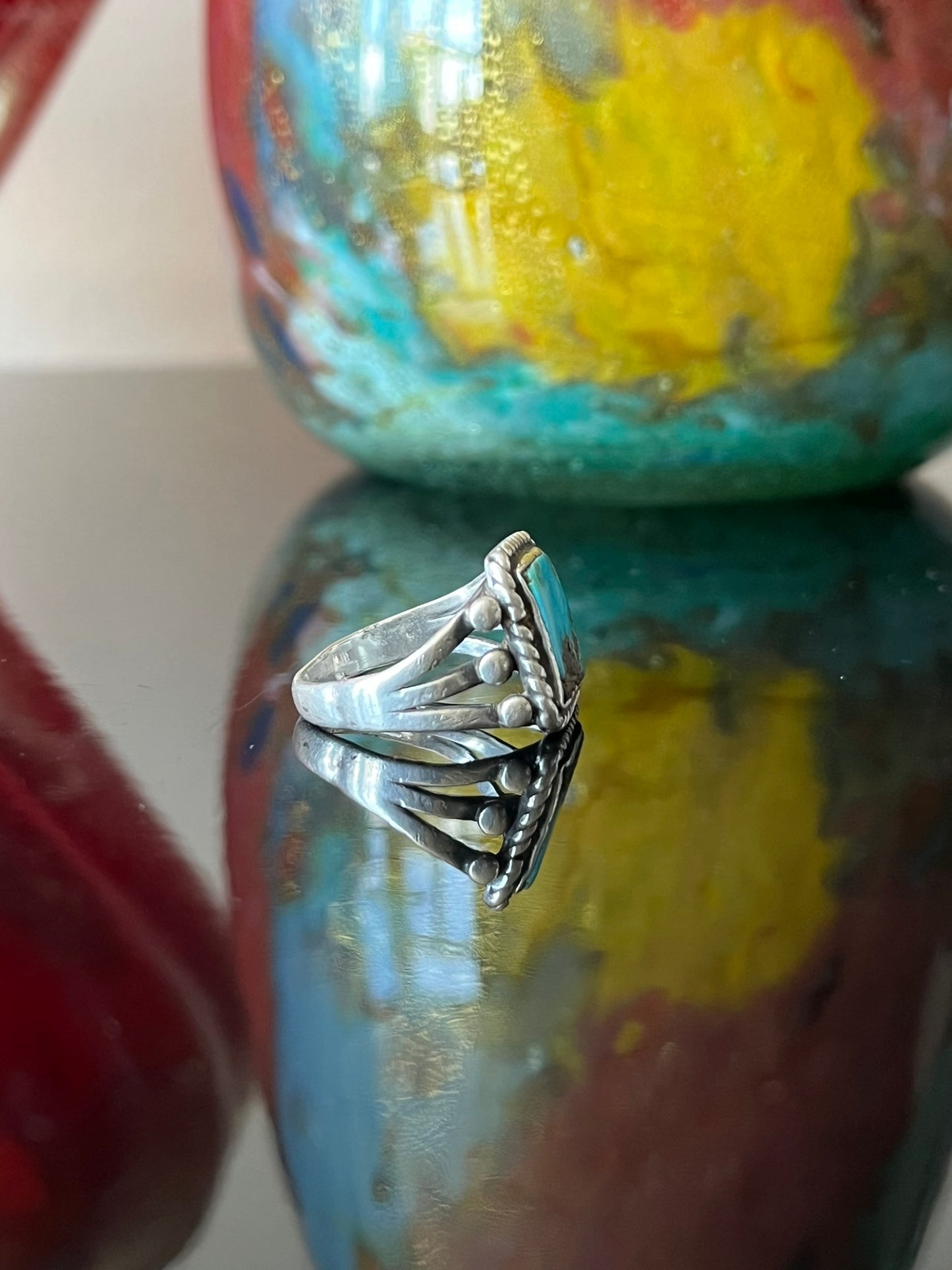 Early Navajo Ring with Square Turquoise