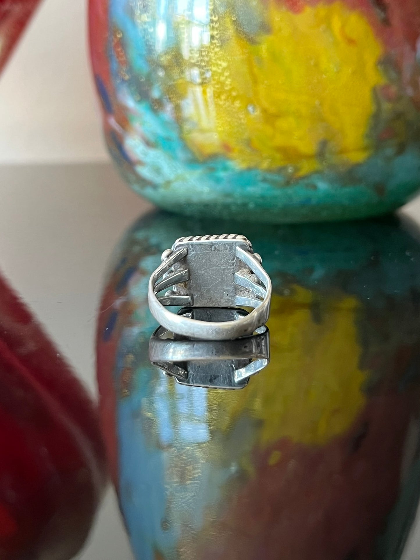 Early Navajo Ring with Square Turquoise
