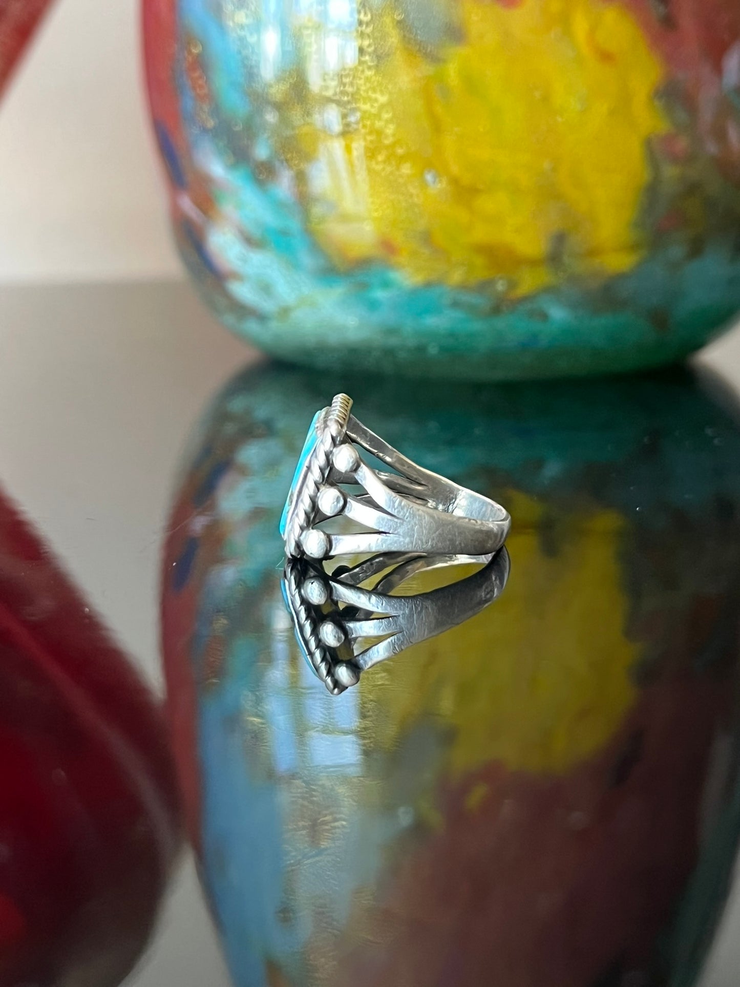 Early Navajo Ring with Square Turquoise