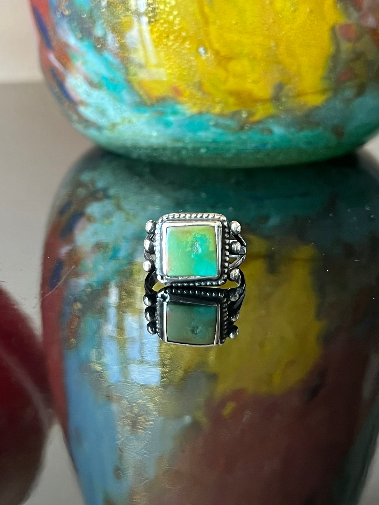 Early Navajo Silver and Turquoise Ring