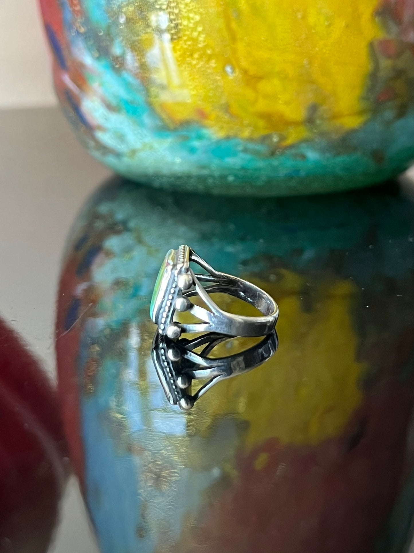 Early Navajo Silver and Turquoise Ring