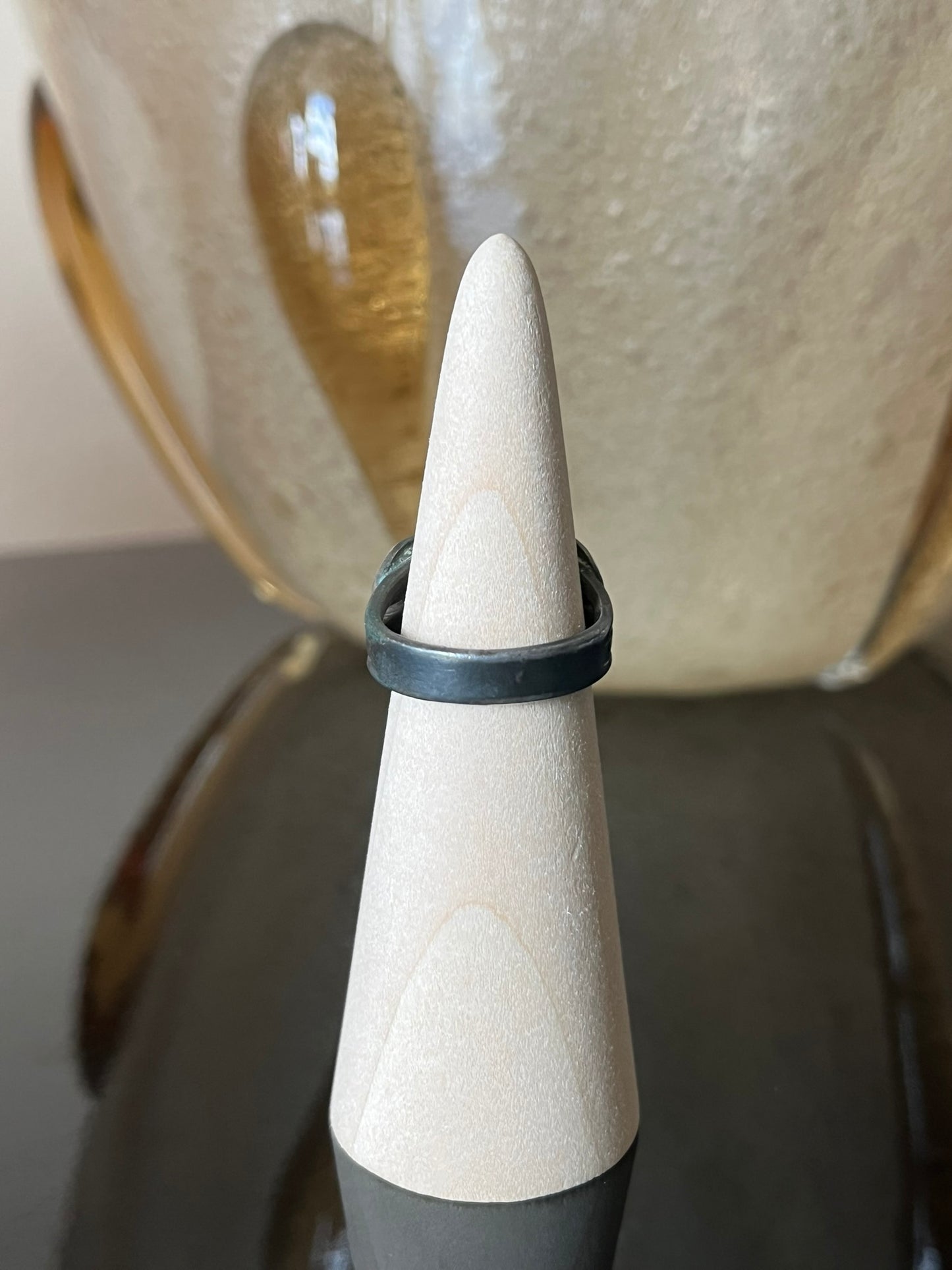 Early Navajo Ring with Stamped Crescents