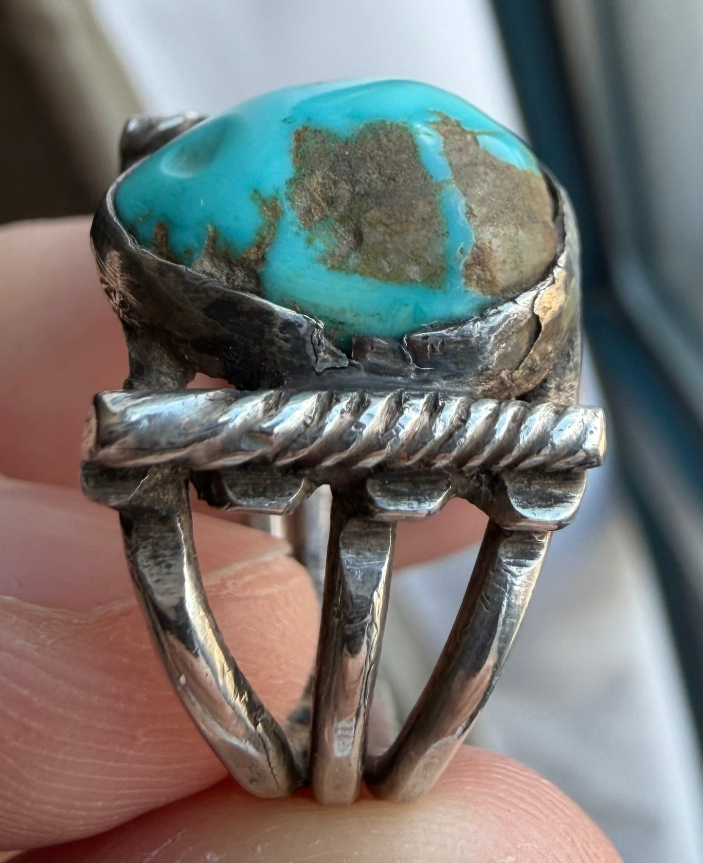 Very Early Navajo Ring with Hand-Drawn Ingot Silver Wire