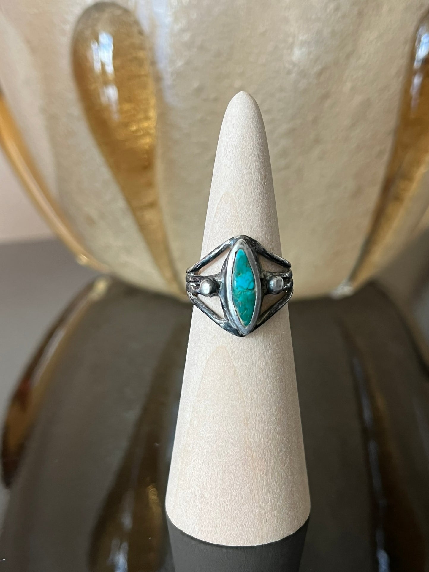 Early Navajo Ring with Marquise Turquoise