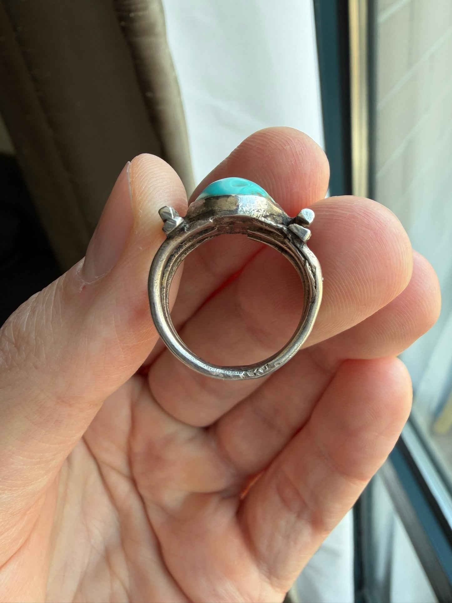 Very Early Navajo Ring with Hand-Drawn Ingot Silver Wire