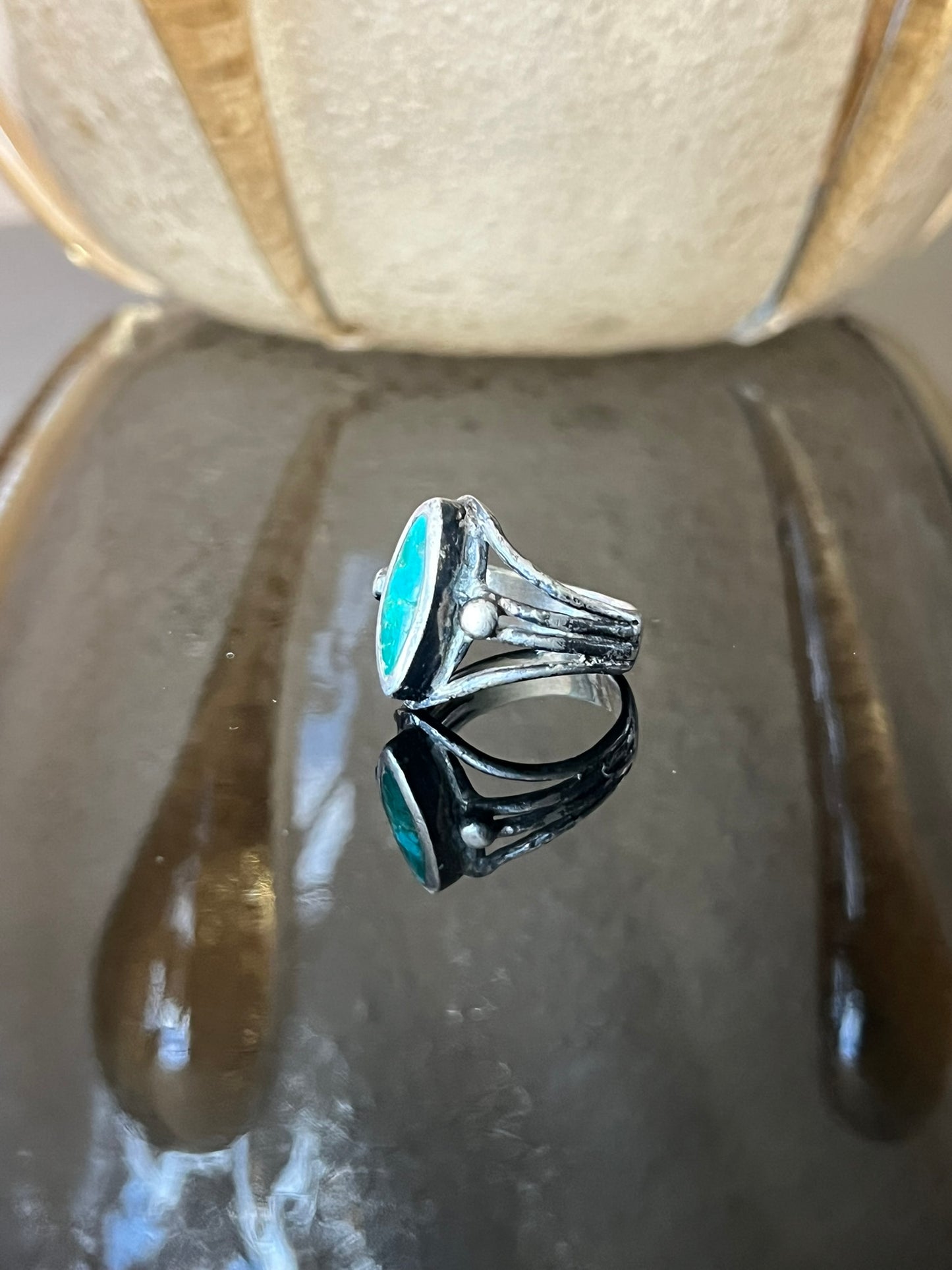 Early Navajo Ring with Marquise Turquoise