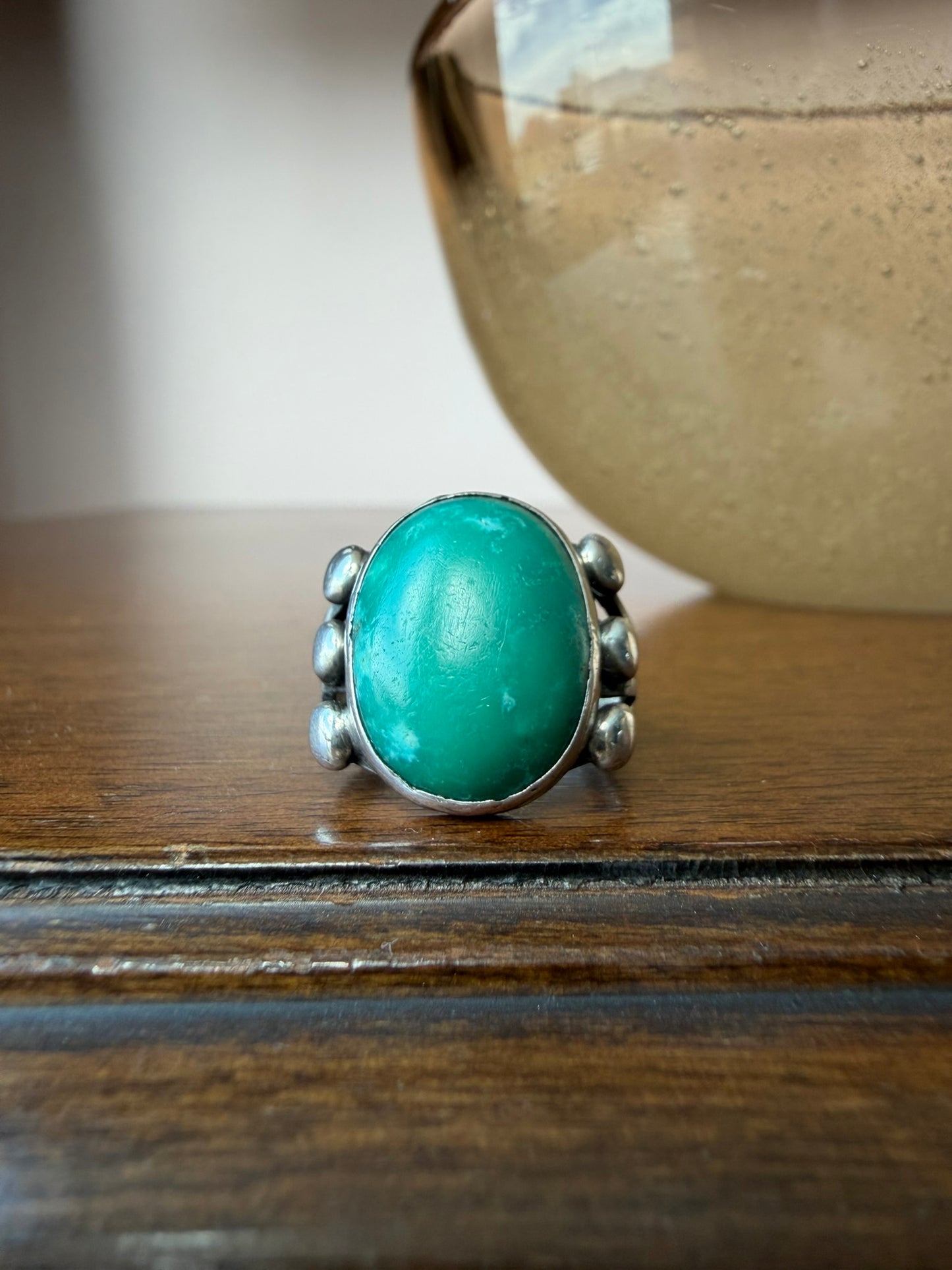 Early Navajo Ring with High Dome Turquoise
