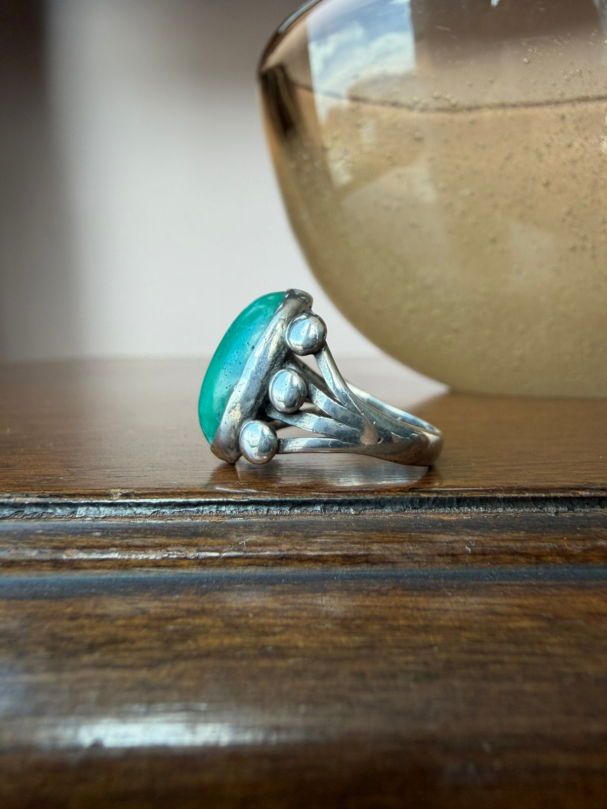 Early Navajo Ring with High Dome Turquoise