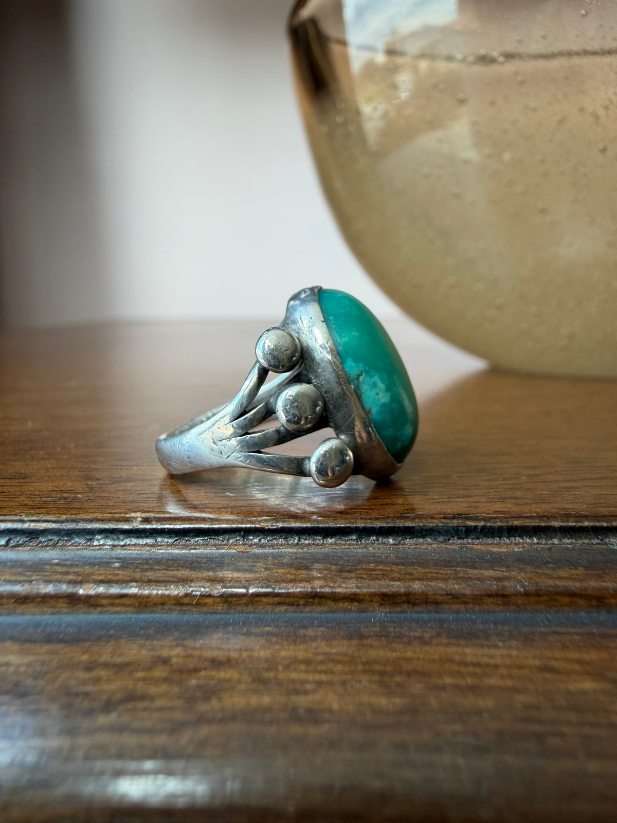 Early Navajo Ring with High Dome Turquoise