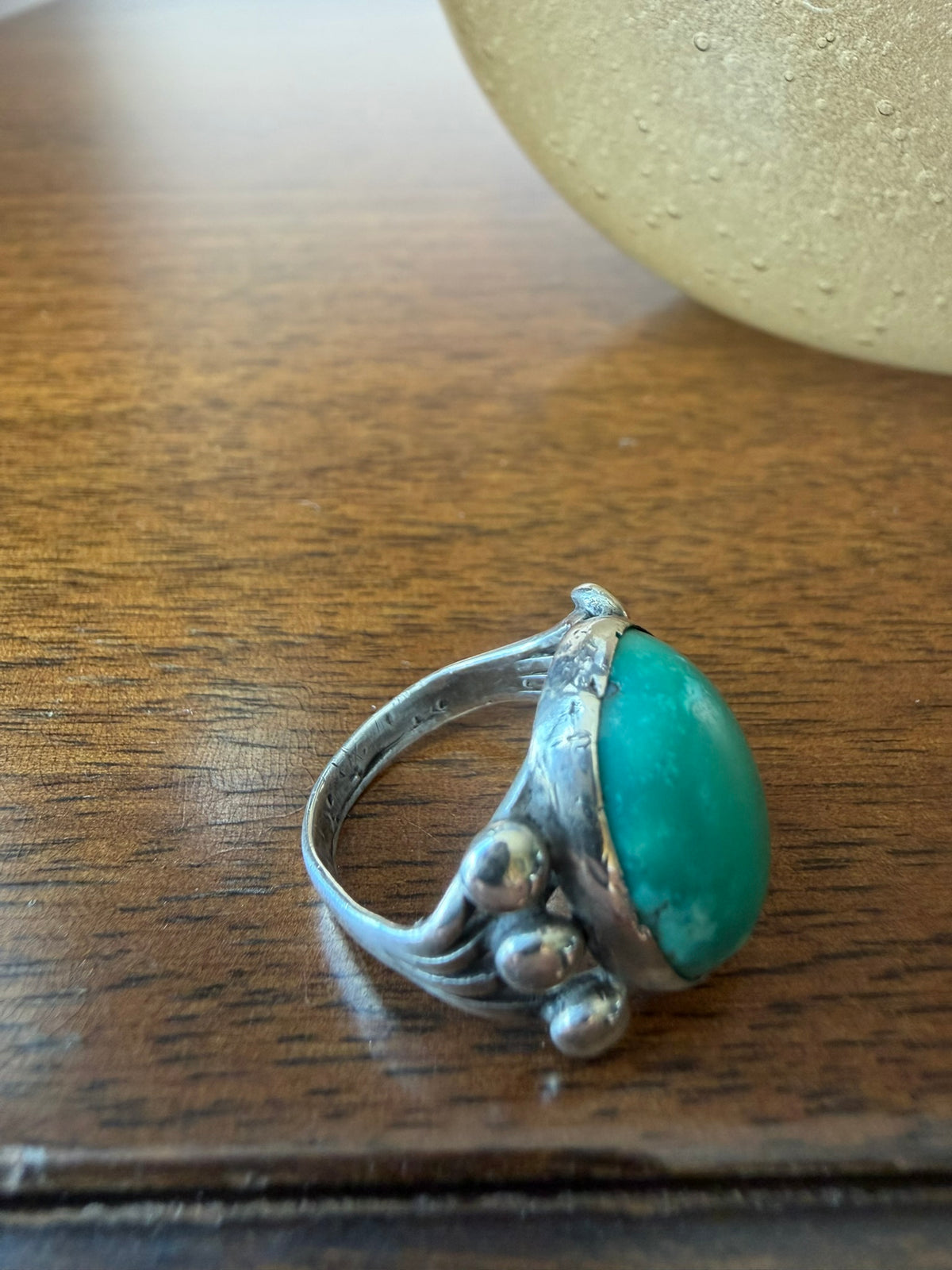 Early Navajo Ring with High Dome Turquoise