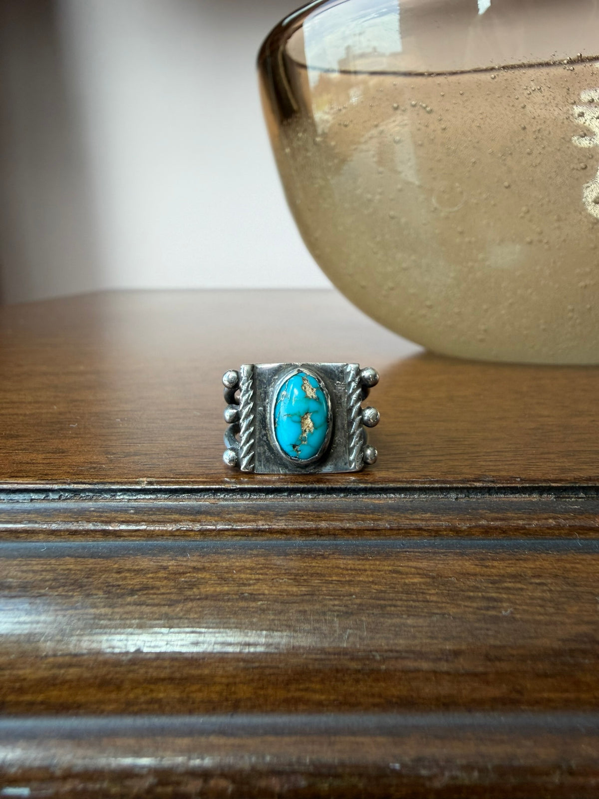 Early Navajo Silver and Turquoise Ring