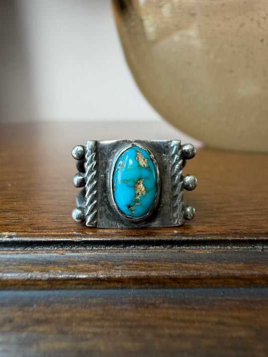 Early Navajo Silver and Turquoise Ring