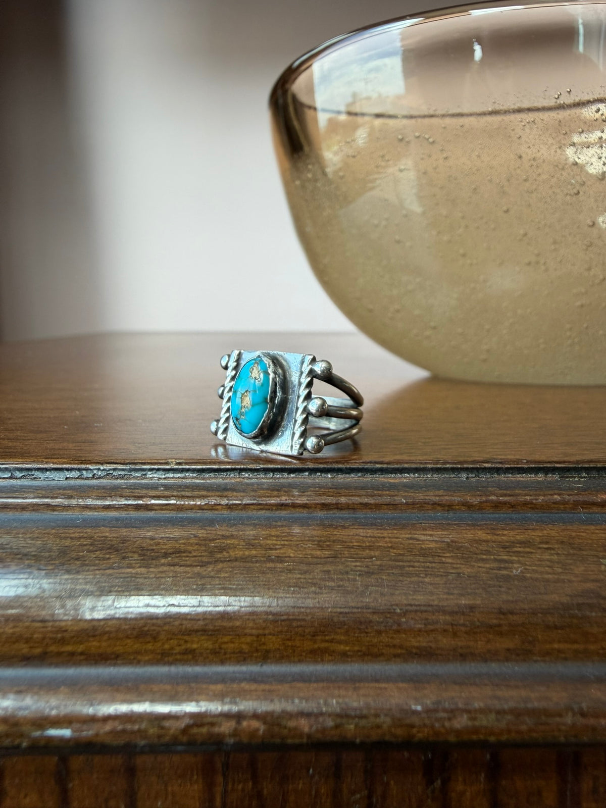 Early Navajo Silver and Turquoise Ring
