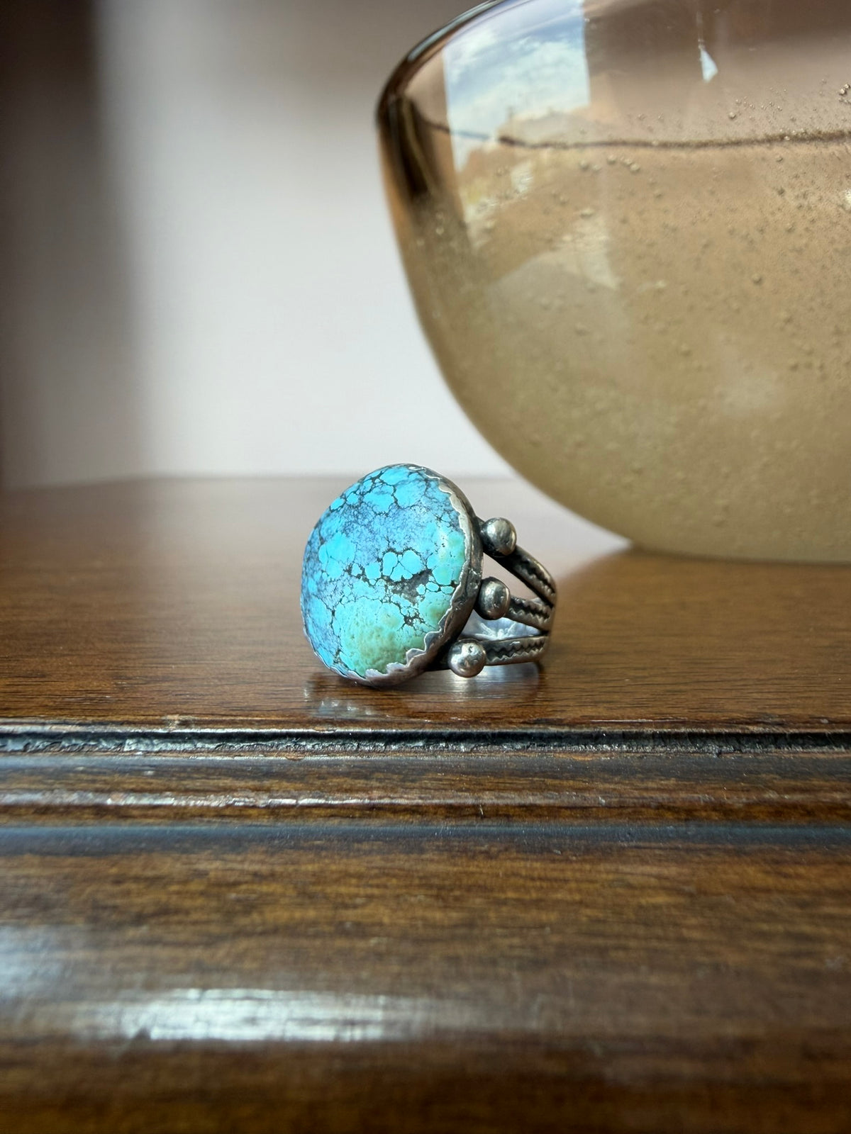 Early Navajo Spiderweb Turquoise Ring