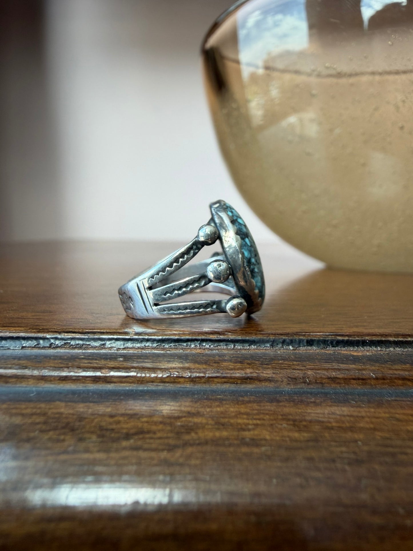 Early Navajo Spiderweb Turquoise Ring