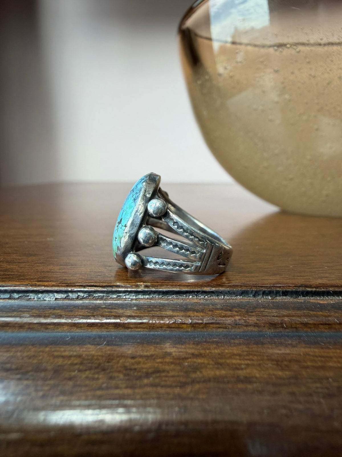 Early Navajo Spiderweb Turquoise Ring